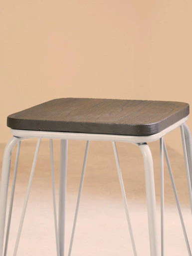 District Grey Metal And Elm Small Wood Stool - Image 5