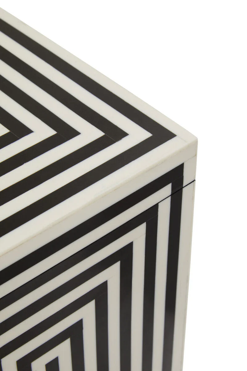 Donato Large Square Black and White Stripe Trinket Box - Image 5