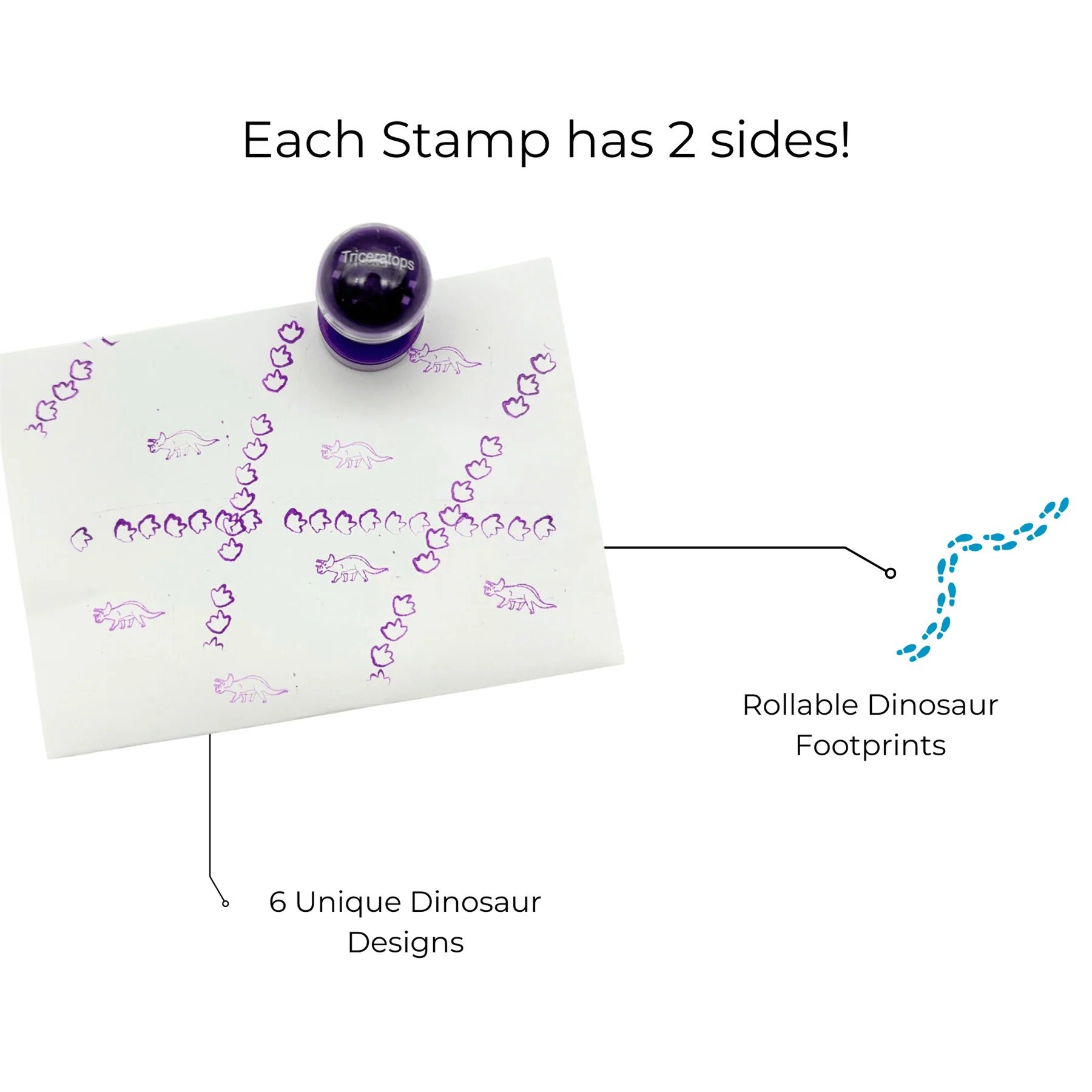Double Sided Self Inking Dinosaur Stamper with Roller (single) - Image 2