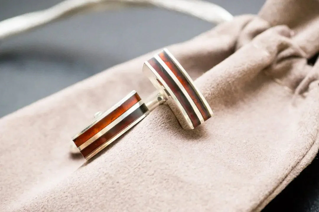 Double Stripe Amber Cufflinks - Image 7