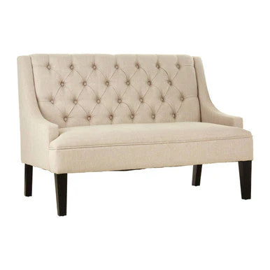 Doucet High Back Natural Linen Bench - Image 3