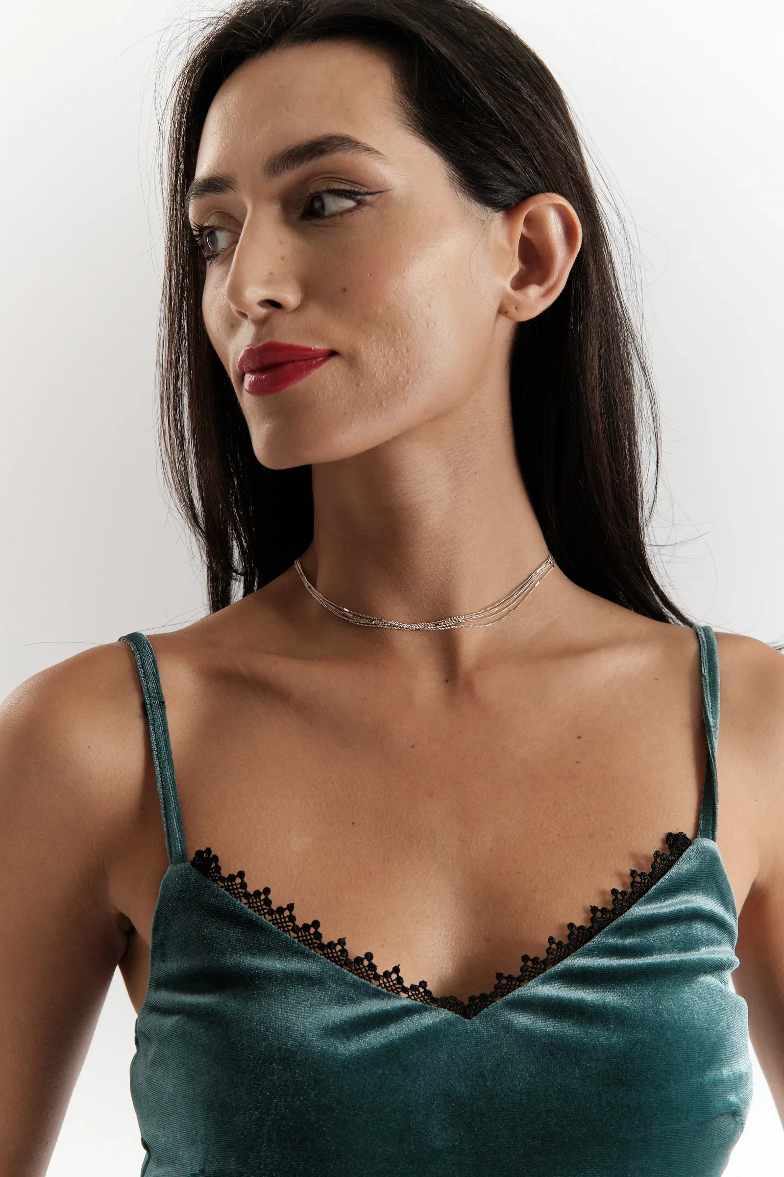 Drake Velvet Camisole in Teal - Image 2