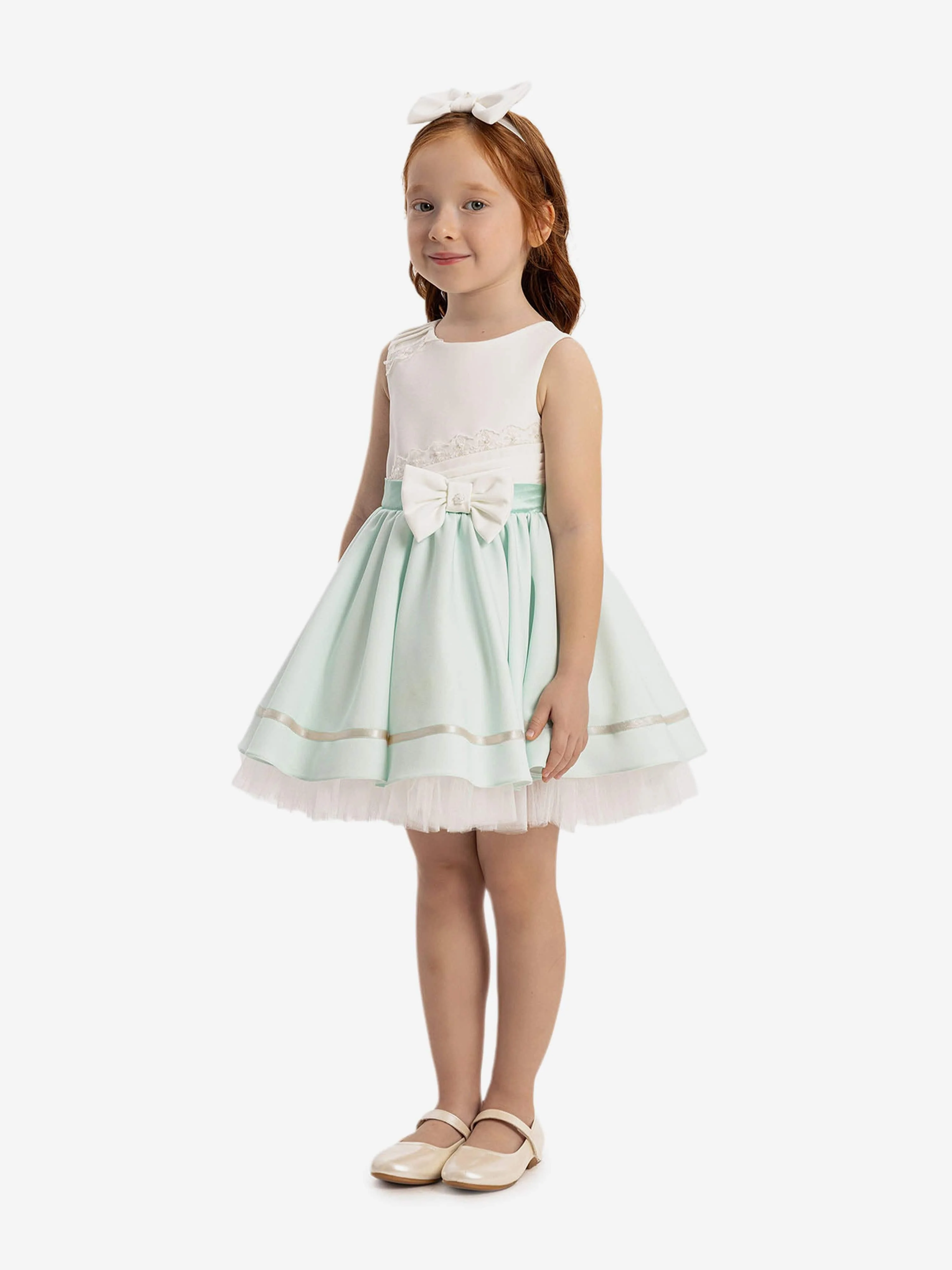 Dress & Fleur Baby Girls Dress with Headband in Green - Image 3