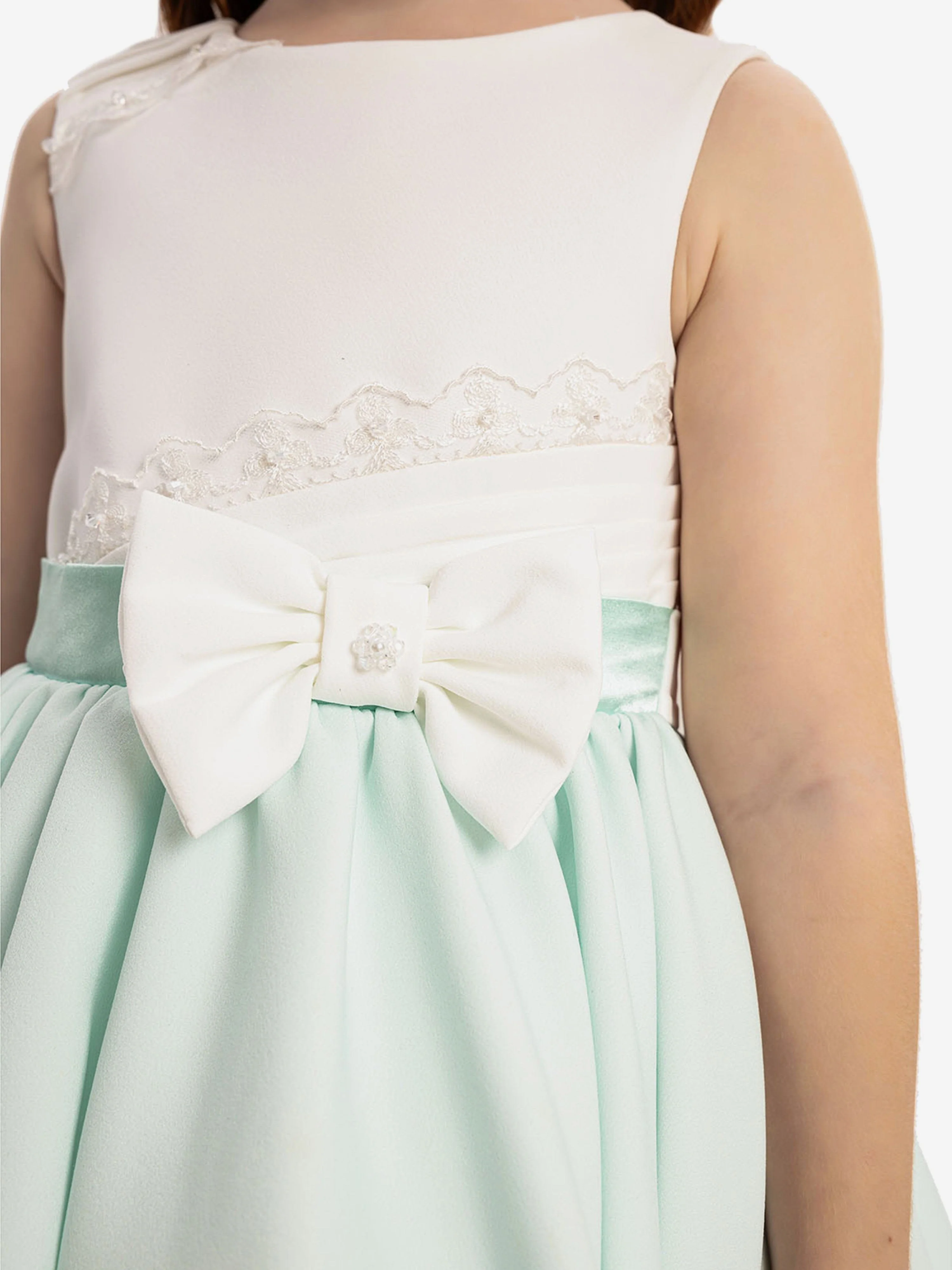 Dress & Fleur Baby Girls Dress with Headband in Green - Image 4