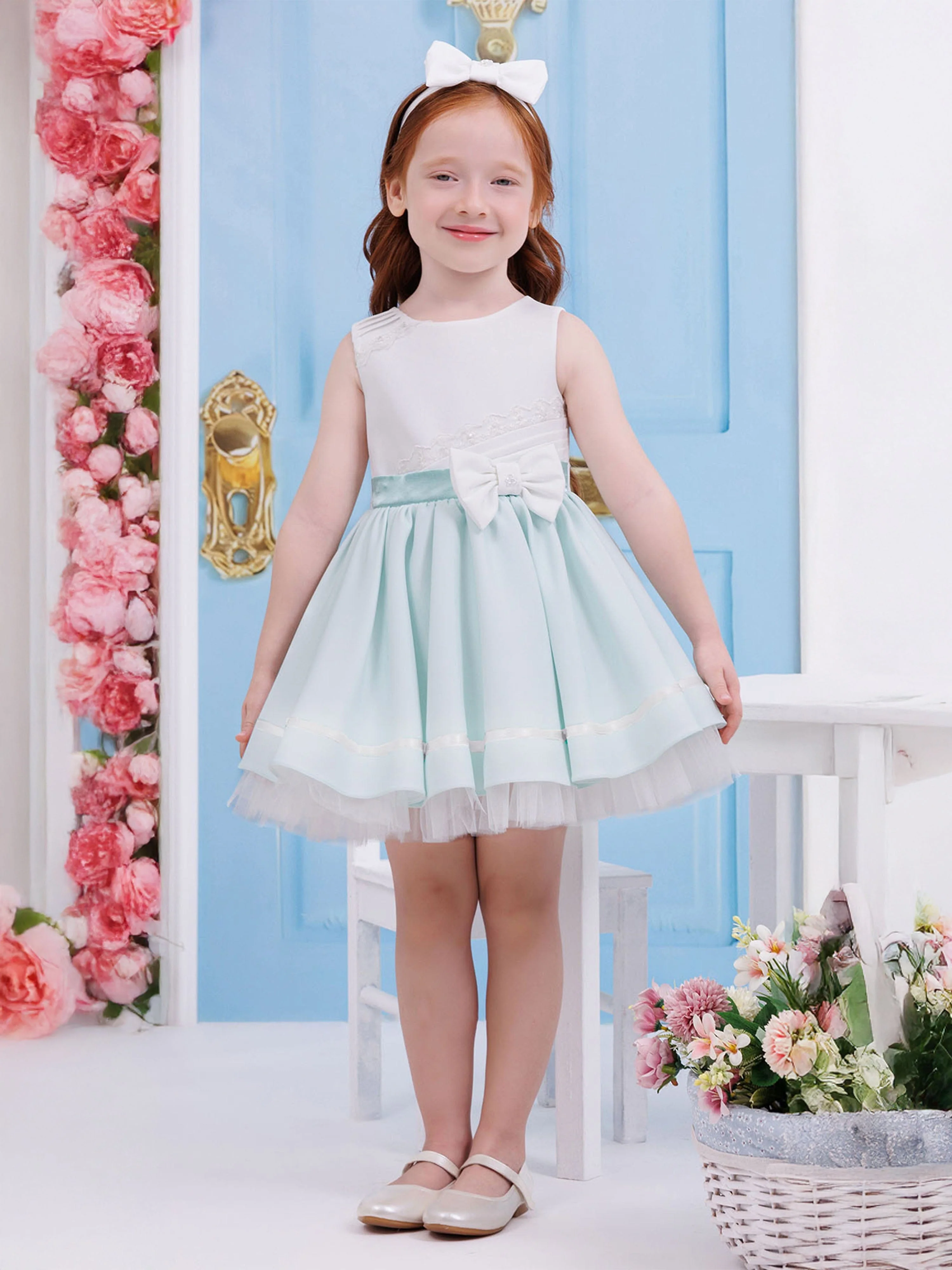 Dress & Fleur Baby Girls Dress with Headband in Green - Image 6