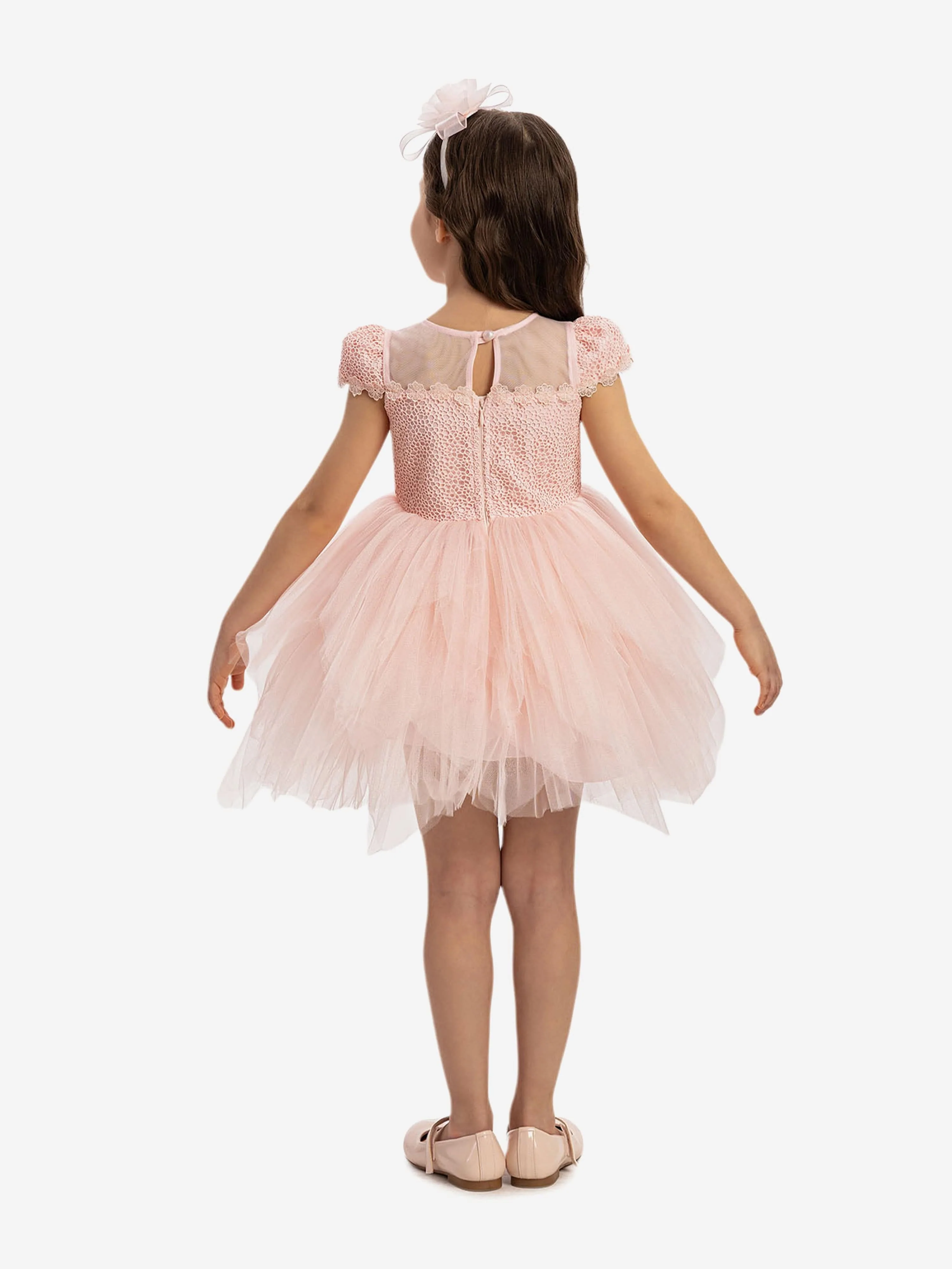 Dress & Fleur Baby Girls Dress with Tulle Skirt in Pink - Image 3