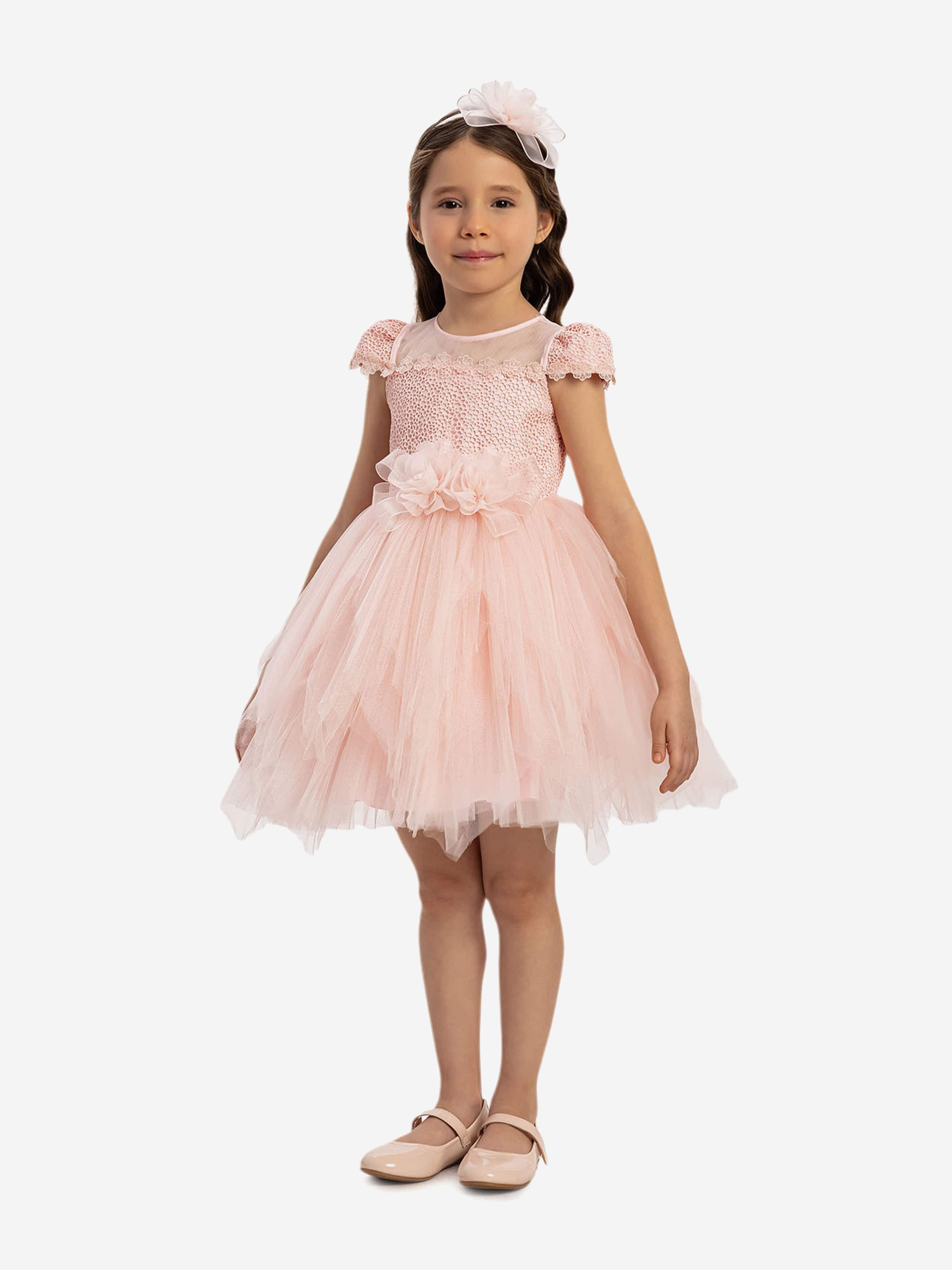Dress & Fleur Baby Girls Dress with Tulle Skirt in Pink - Image 4