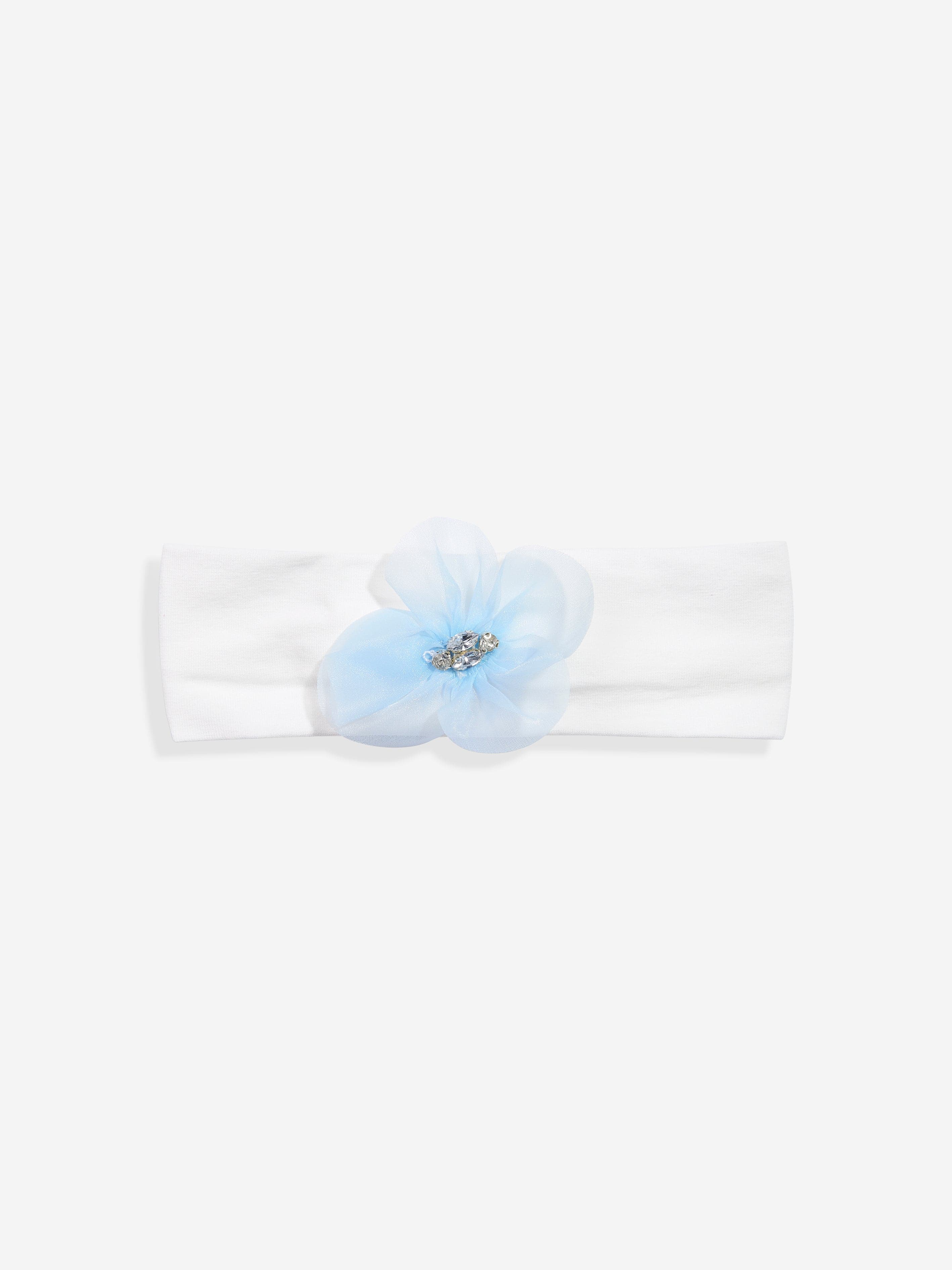 Dress & Fleur Baby Girls Occasion Dress with Headband in Blue - Image 7