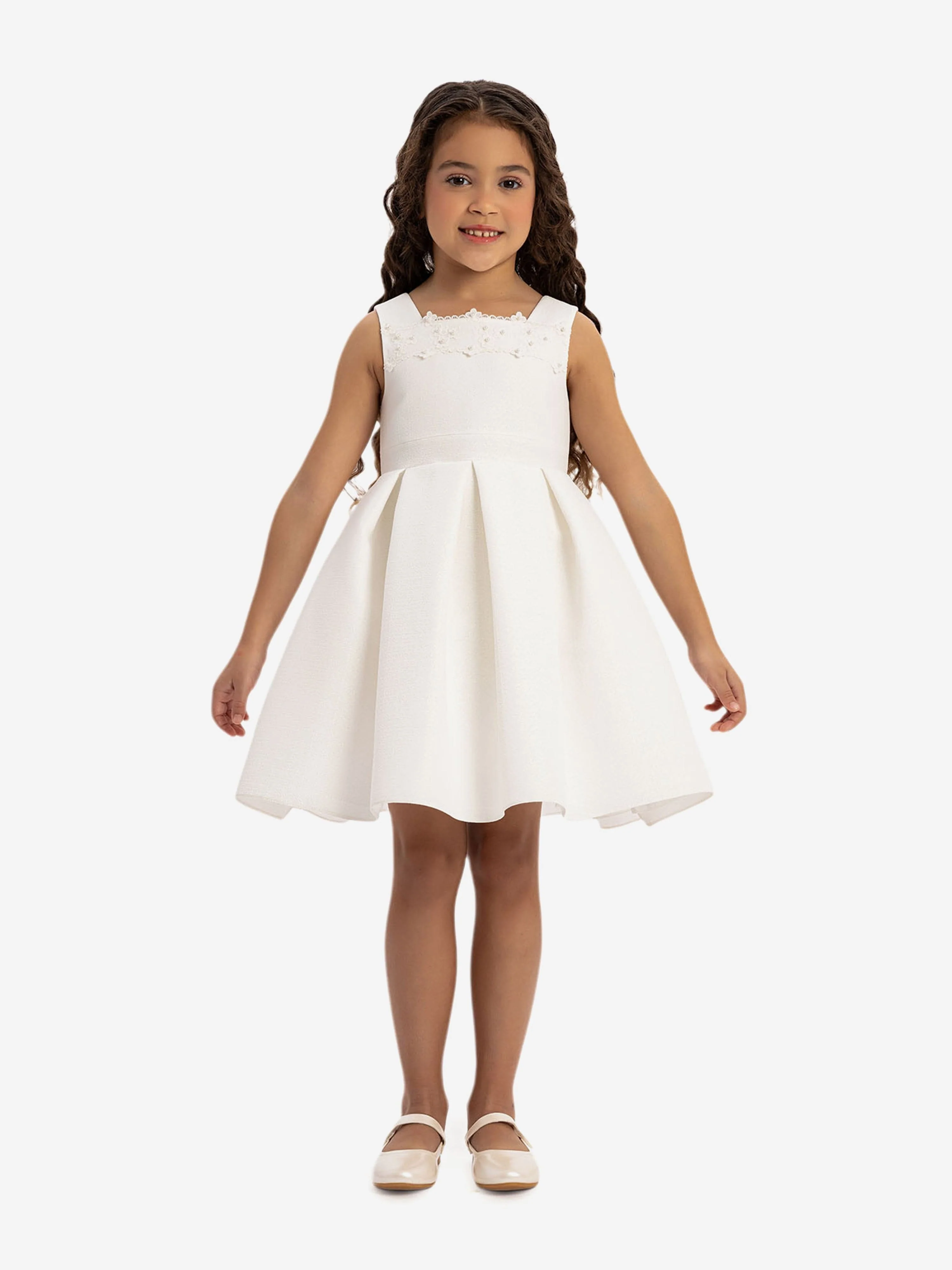 Dress & Fleur Girls Dress with Bolero and Matching Bag in White - Image 2