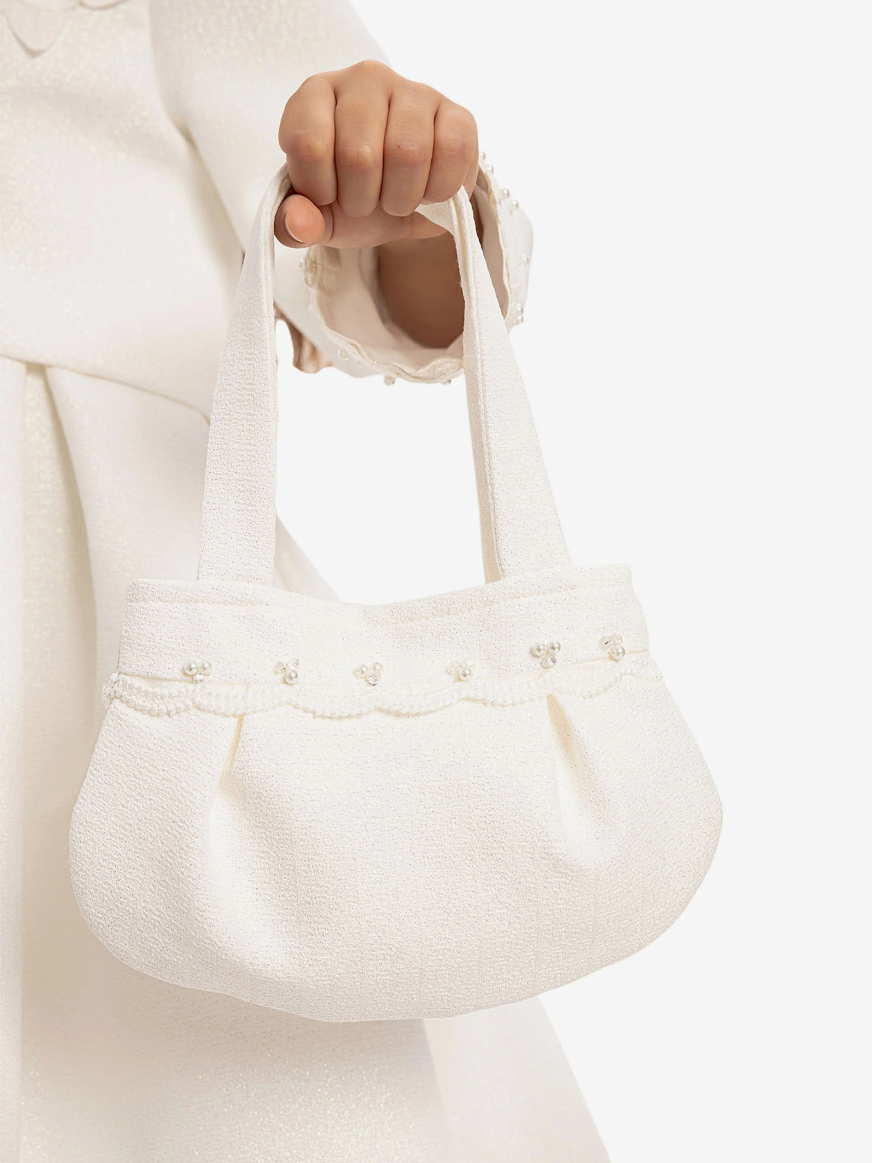 Dress & Fleur Girls Dress with Bolero and Matching Bag in White - Image 4