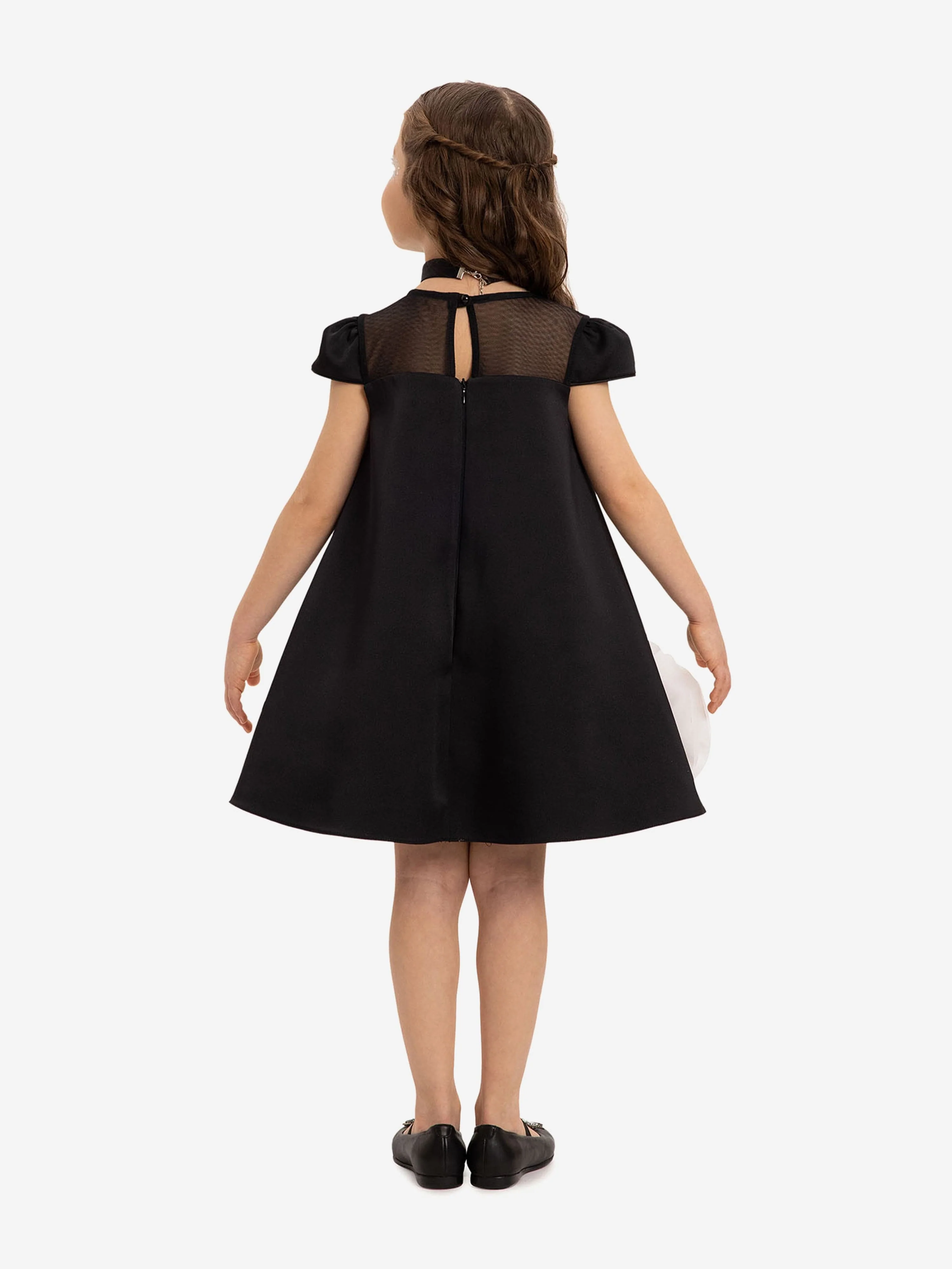 Dress & Fleur Girls Dress with Flower Choker in Black - Image 2