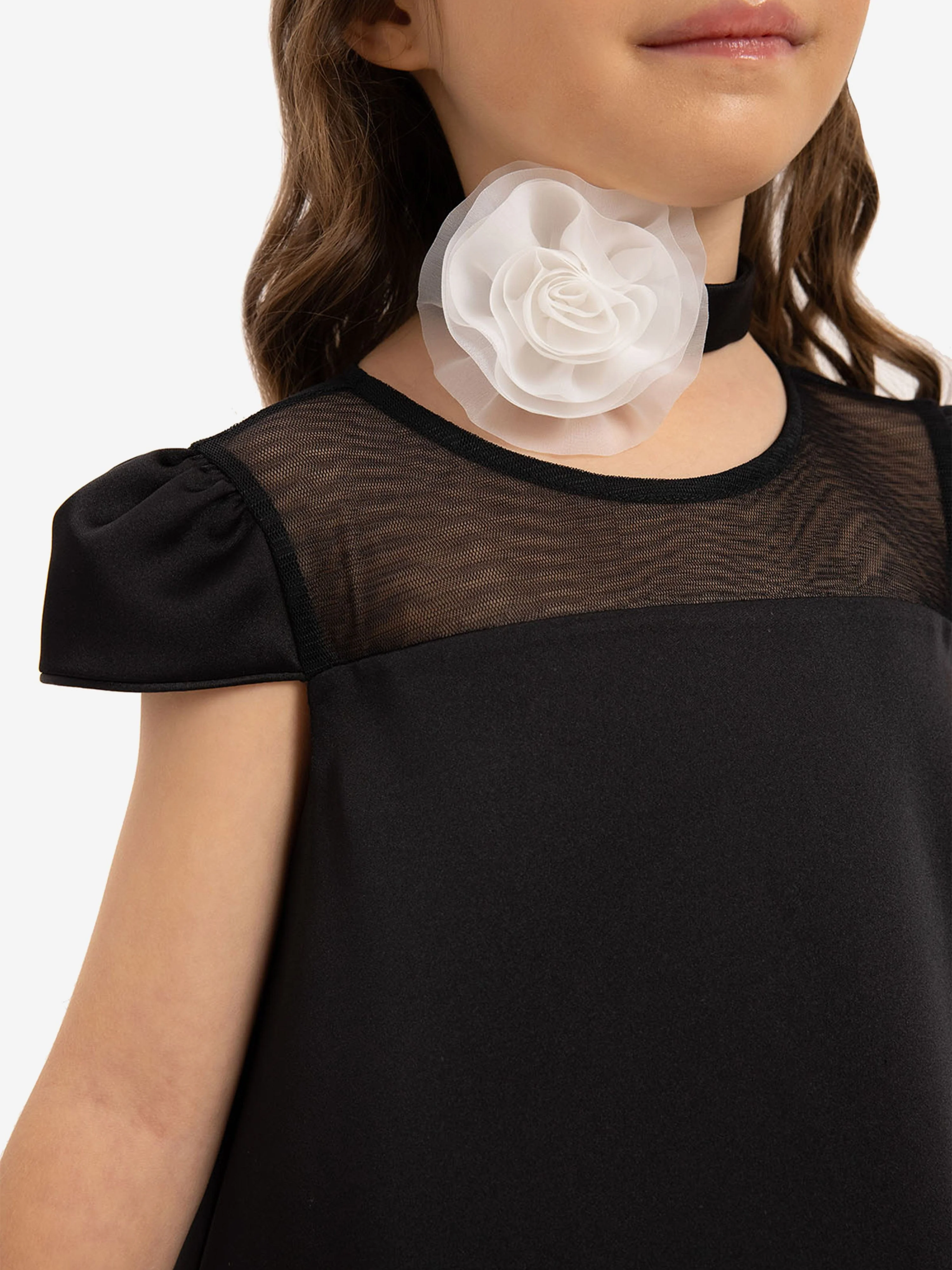 Dress & Fleur Girls Dress with Flower Choker in Black - Image 3