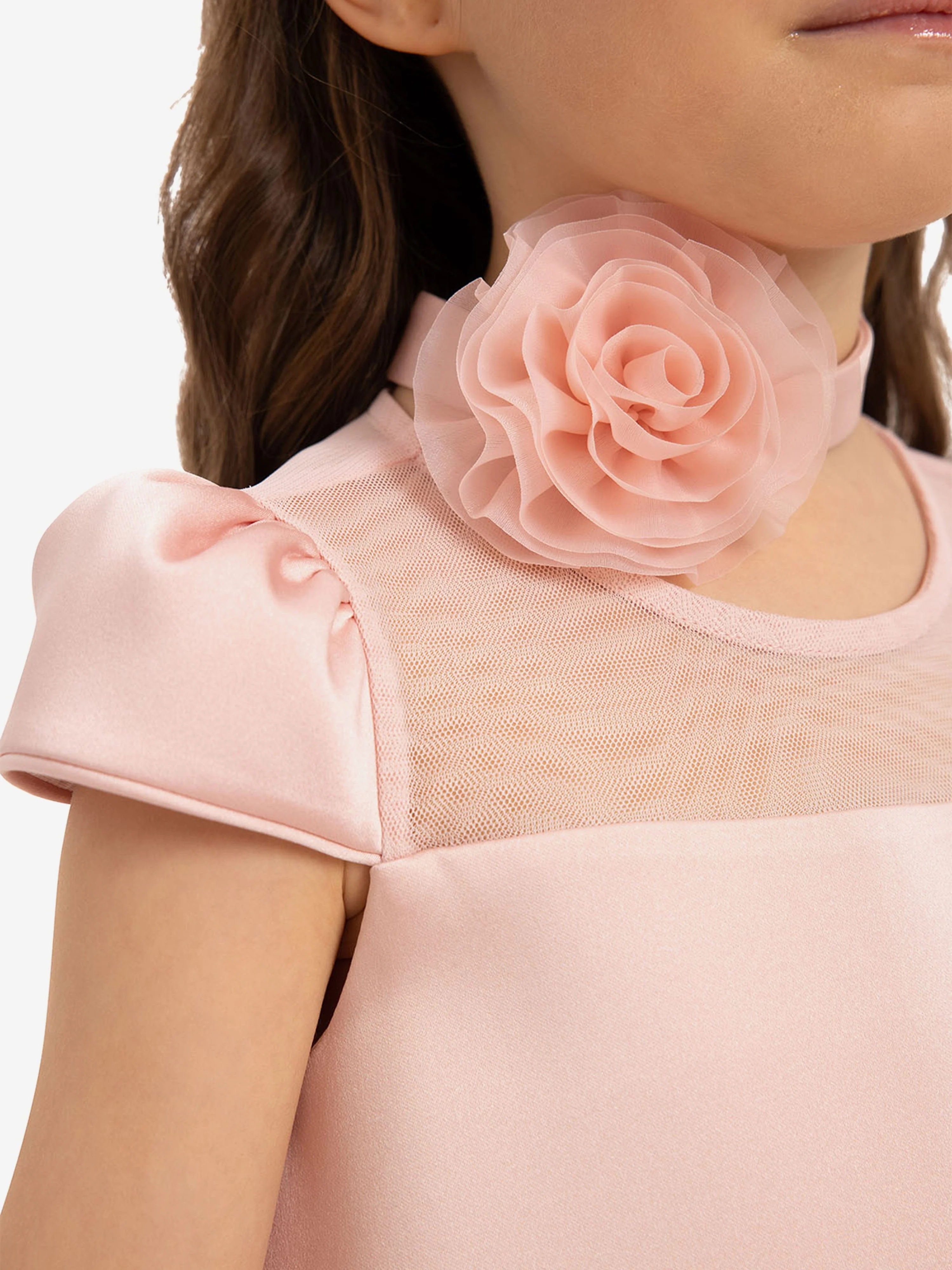Dress & Fleur Girls Dress with Flower Choker in Pink - Image 4