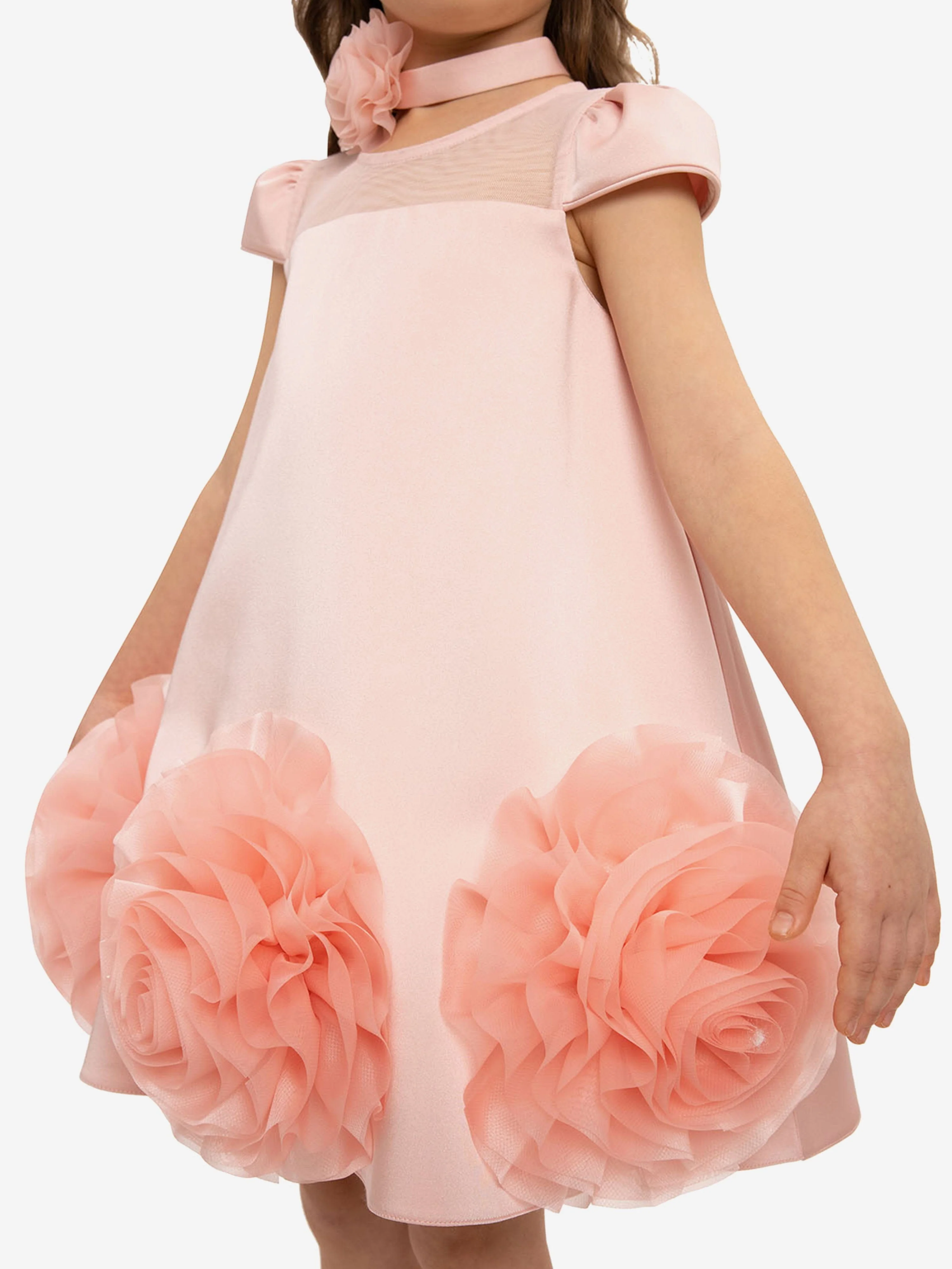 Dress & Fleur Girls Dress with Flower Choker in Pink - Image 5