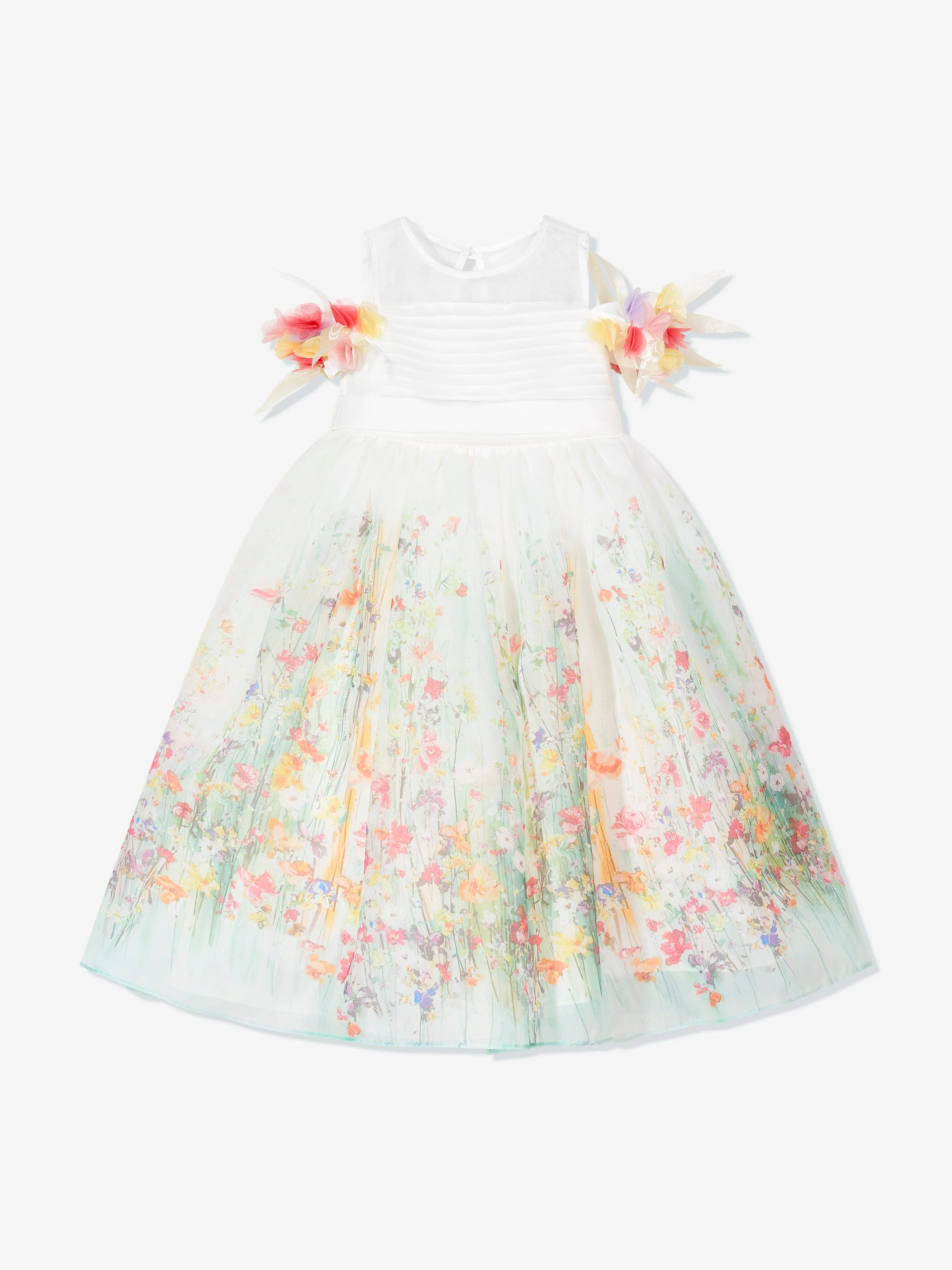 Dress & Fleur Girls Floral Occasion Dress in Ivory - Image 2