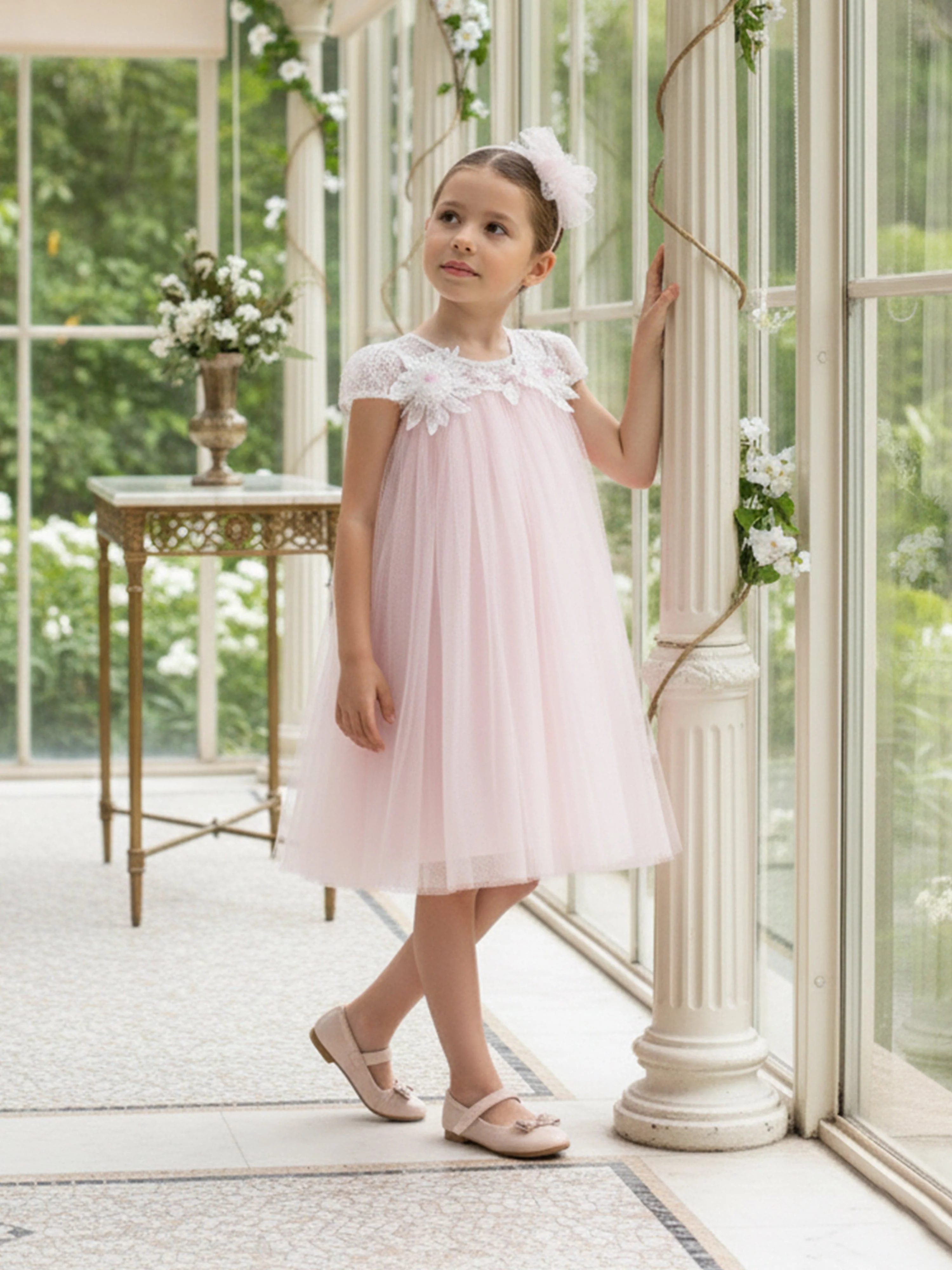 Dress & Fleur Girls Flower Occasion Dress in Pink - Image 3