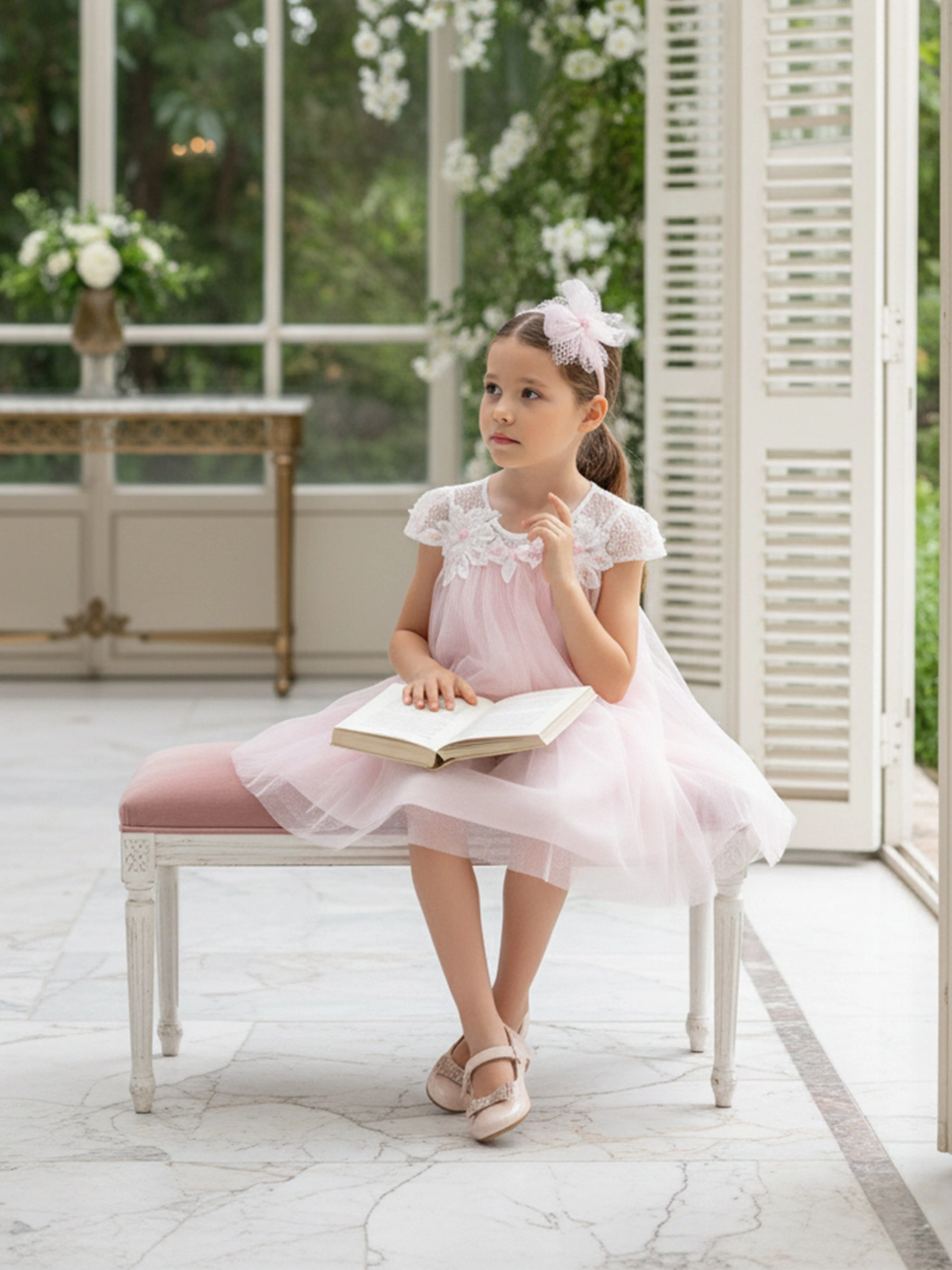 Dress & Fleur Girls Flower Occasion Dress in Pink - Image 4
