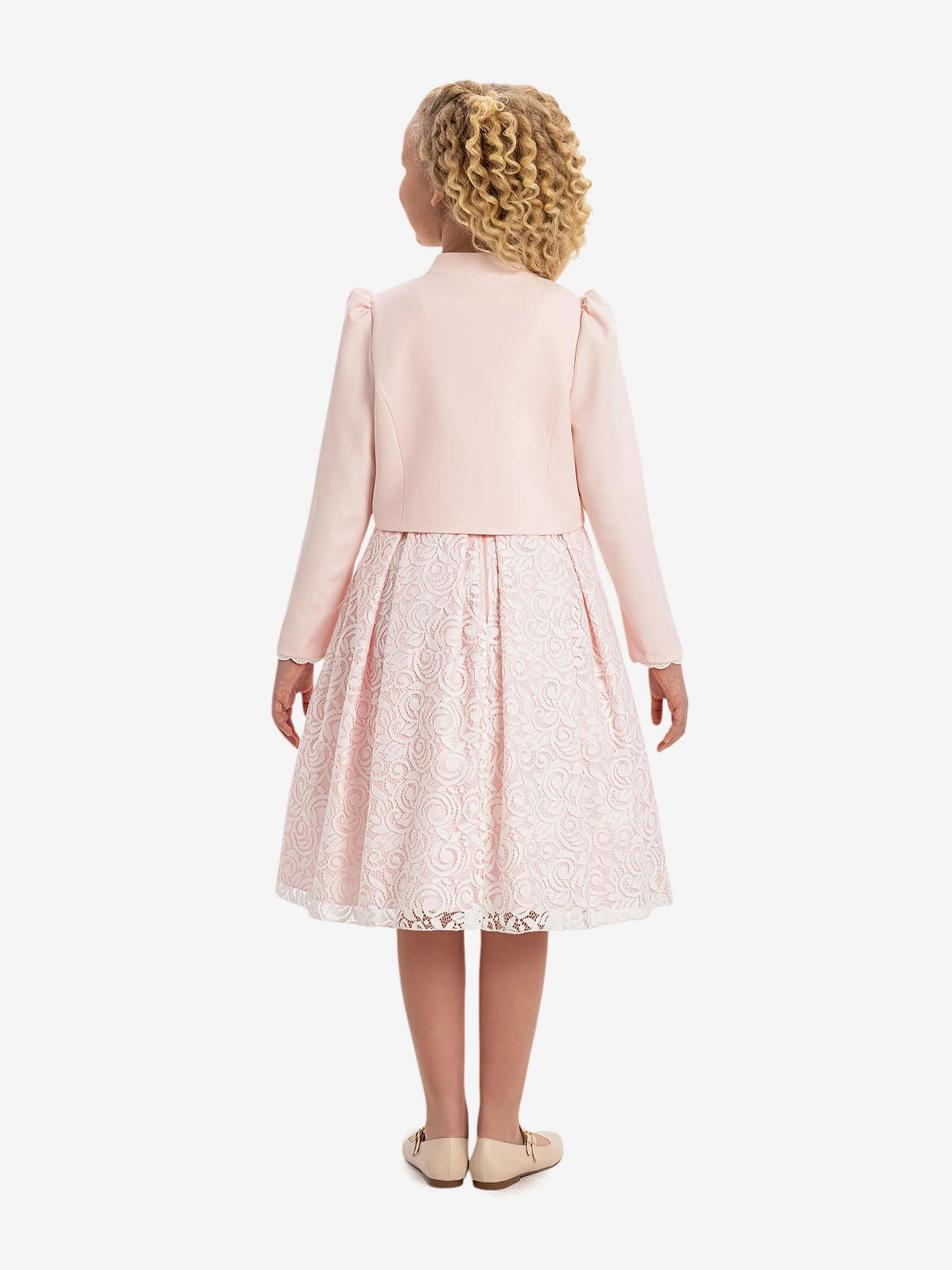Dress & Fleur Girls Lace Dress with Bolero in Pink - Image 2