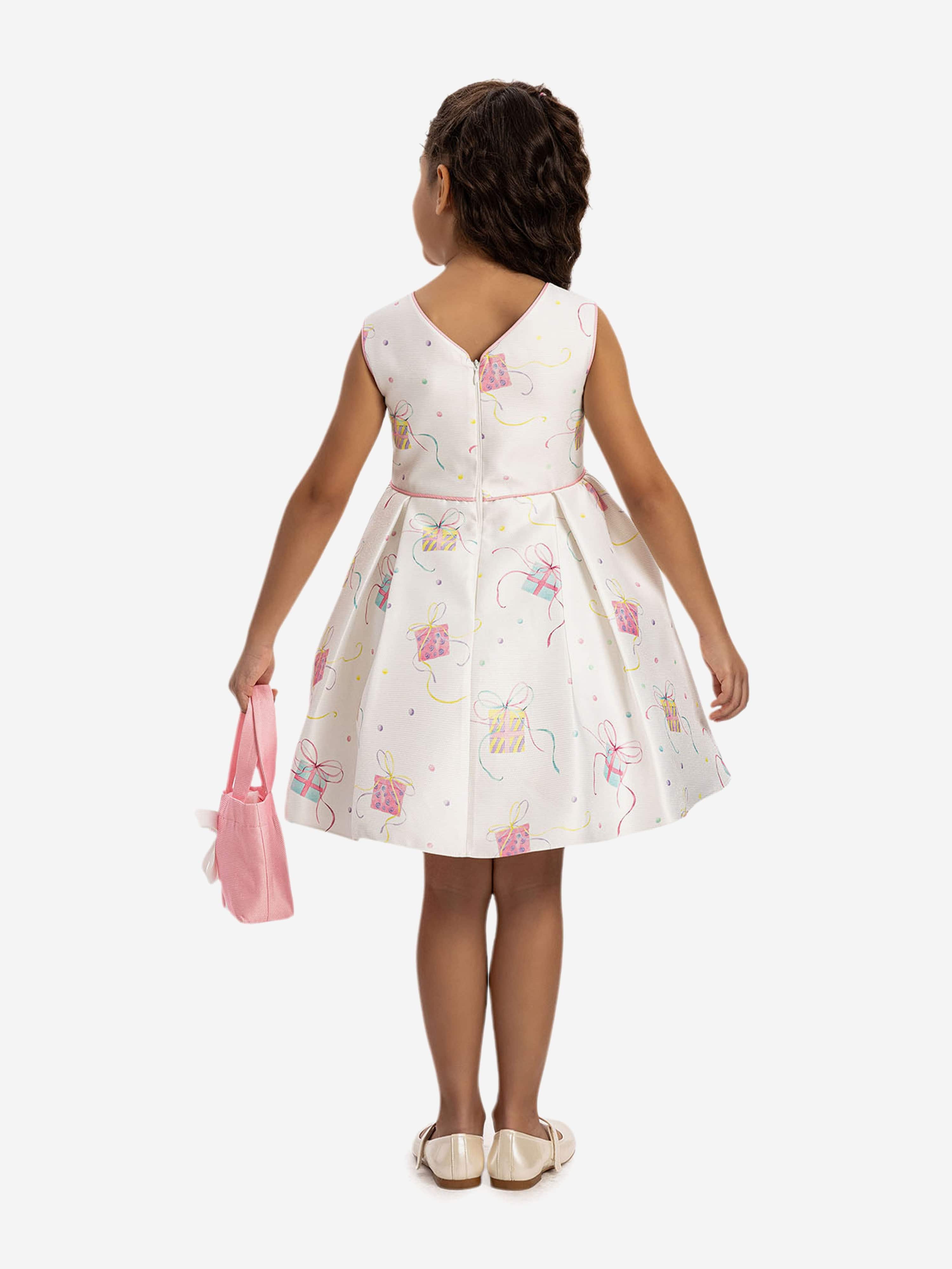 Dress & Fleur Girls Party Dress with Bag in Pink - Image 2