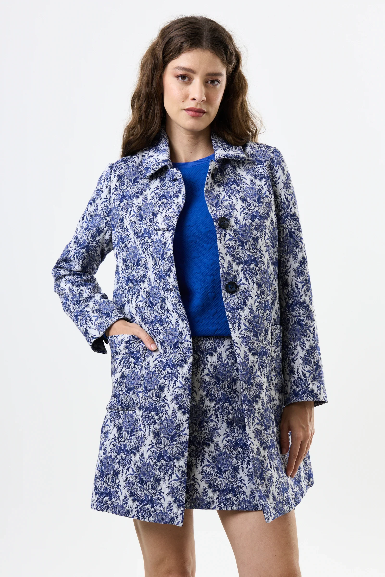 Dryden Wedgewood Jacquard Short Coat - Image 5
