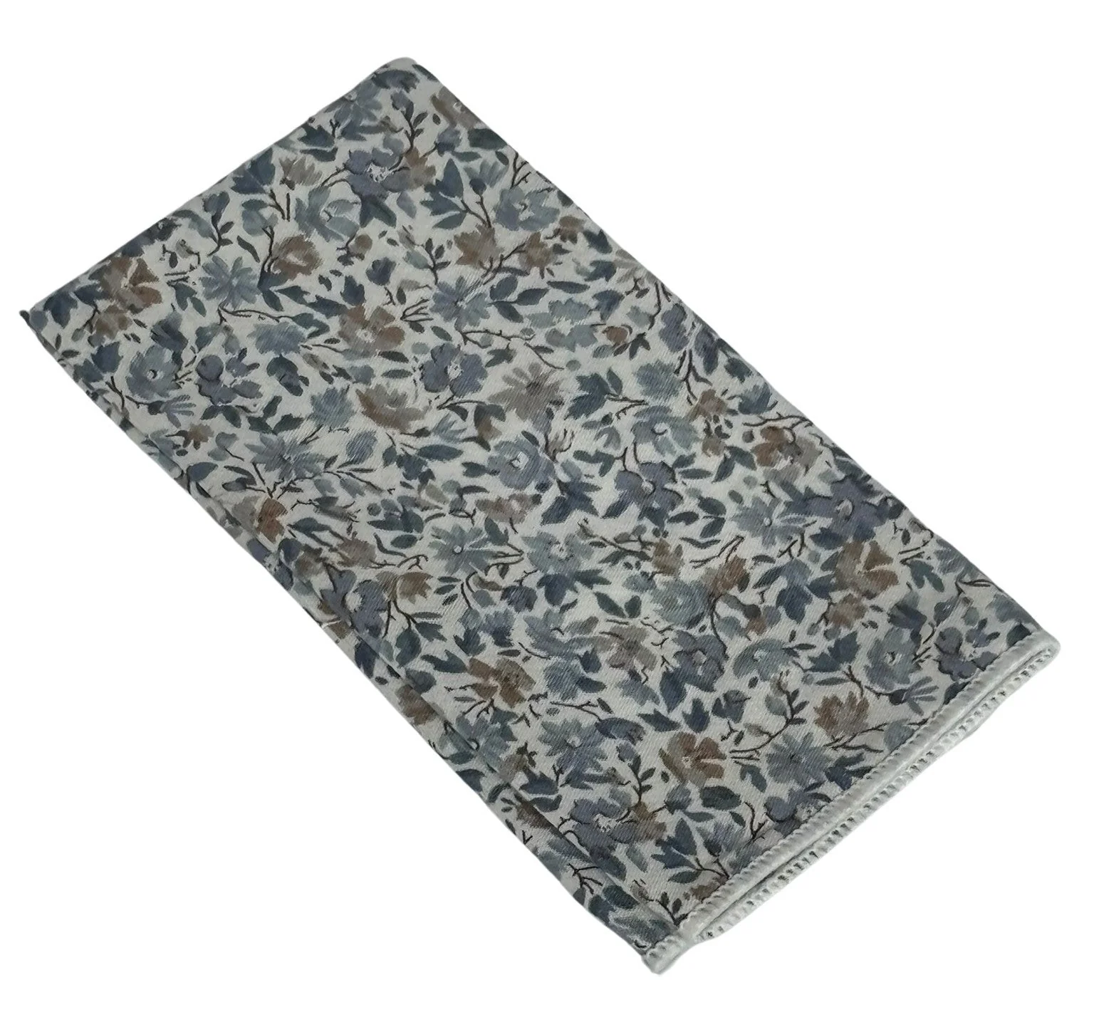 dusky blue English wildflower wedding design cotton bow tie and matching pocket square - Image 2