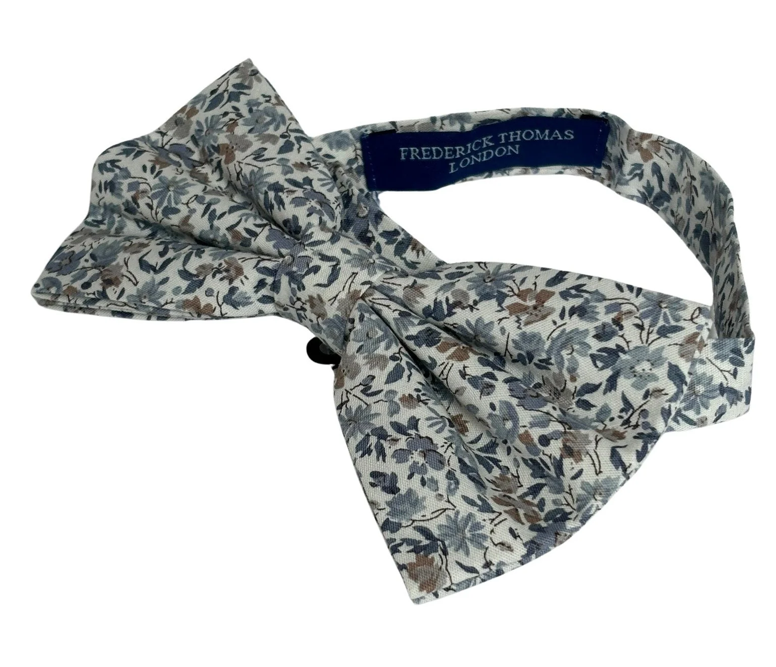 dusky blue English wildflower wedding design cotton bow tie and matching pocket square - Image 3