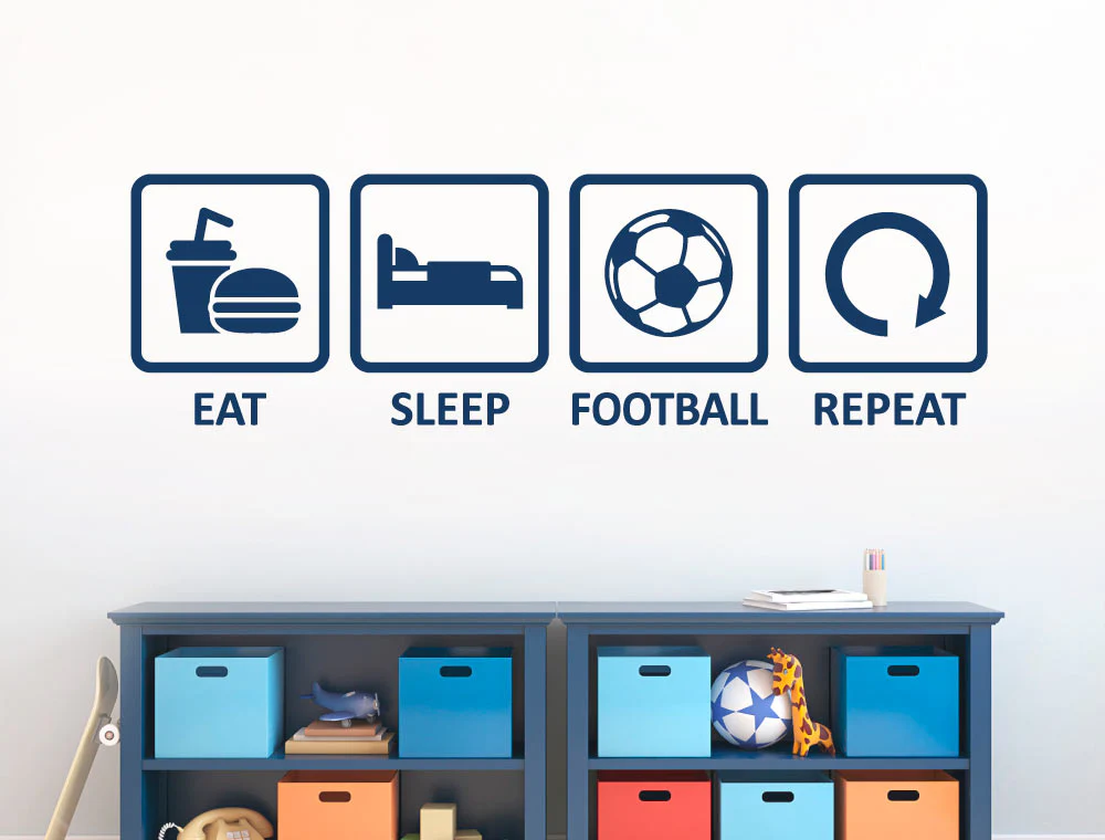Eat Sleep Football Repeat Wall Sticker – Bedroom Football Wall Art Decor - Image 6