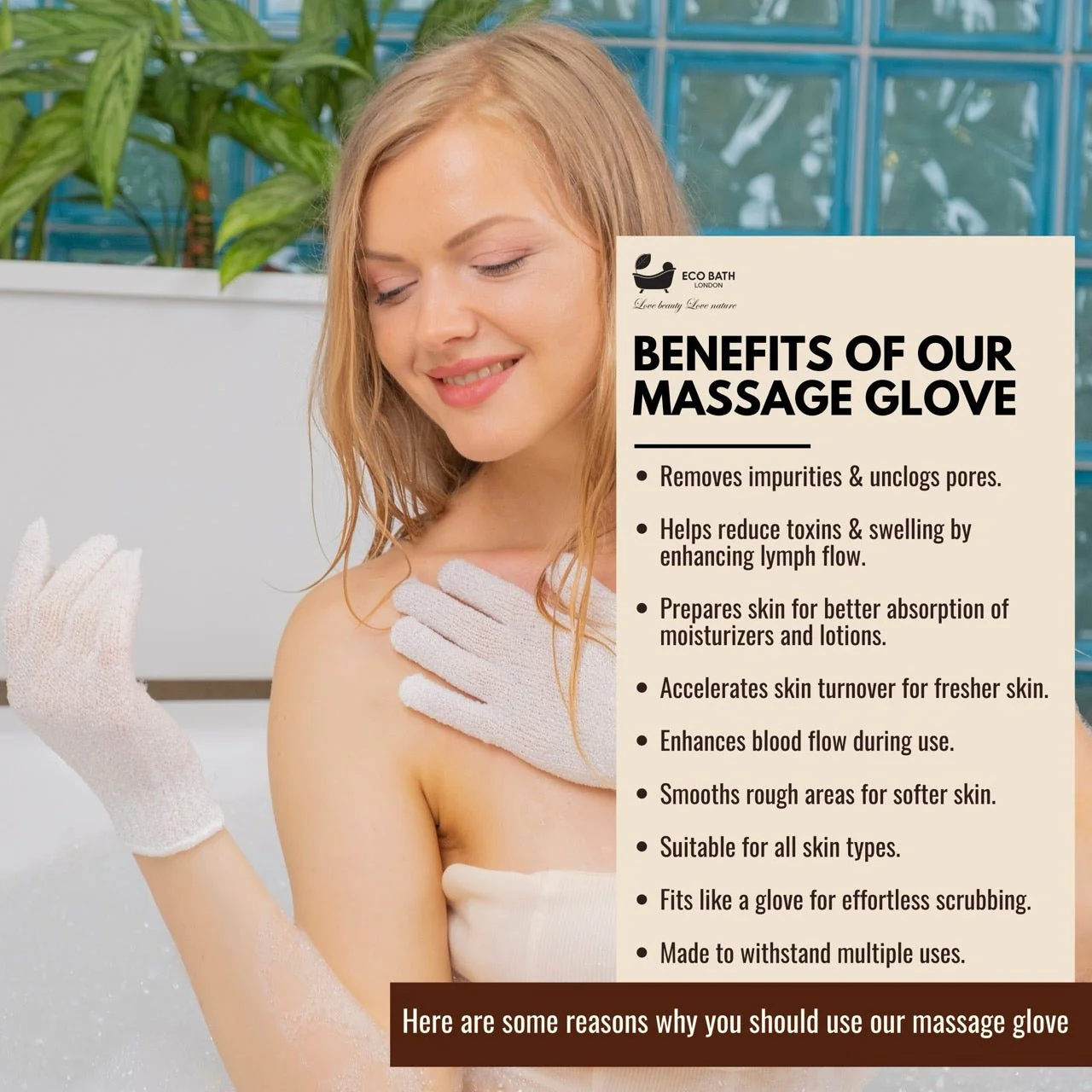 Eco Bath London 1 Pair of Exfoliating Body Gloves - Image 3