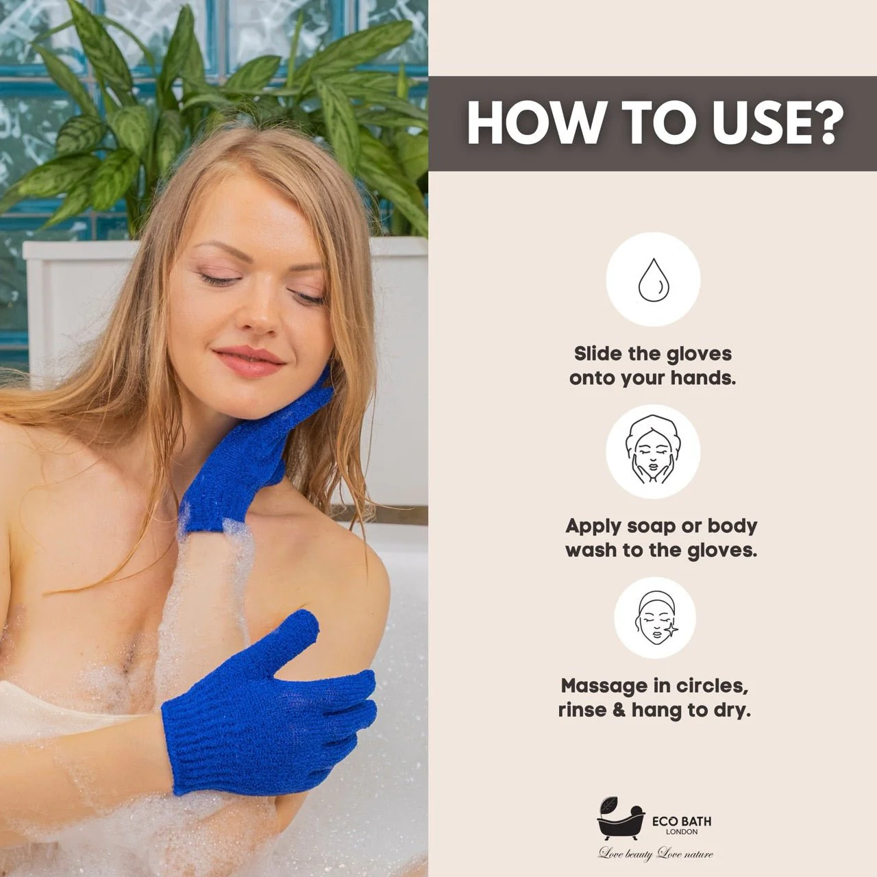 Eco Bath London 1 Pair of Exfoliating Body Gloves - Image 5