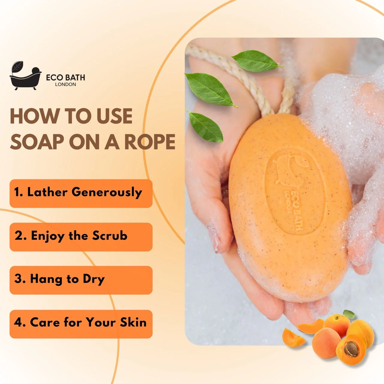 Eco Bath London Apricot Soap on a Rope 220g- Luxury Eco-Friendly Apricot Soap Bar - Image 6