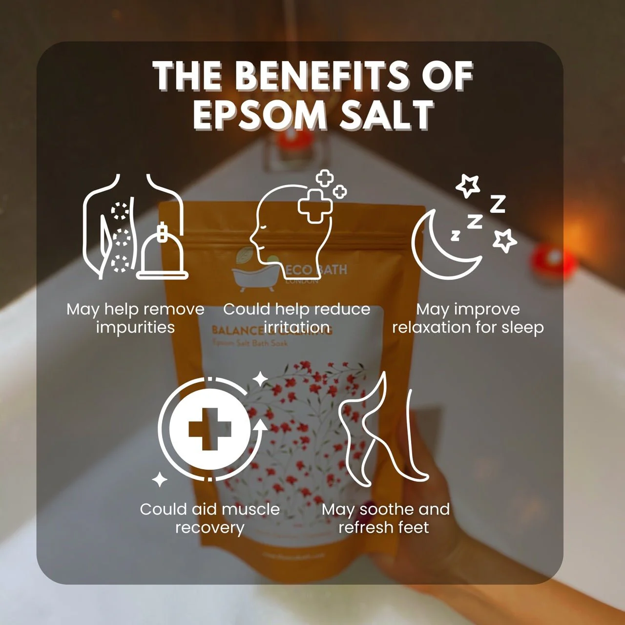 Eco Bath London Balance and Calming Epsom Salt Bath Soak - Pouch | 500g & 1000g - Image 4