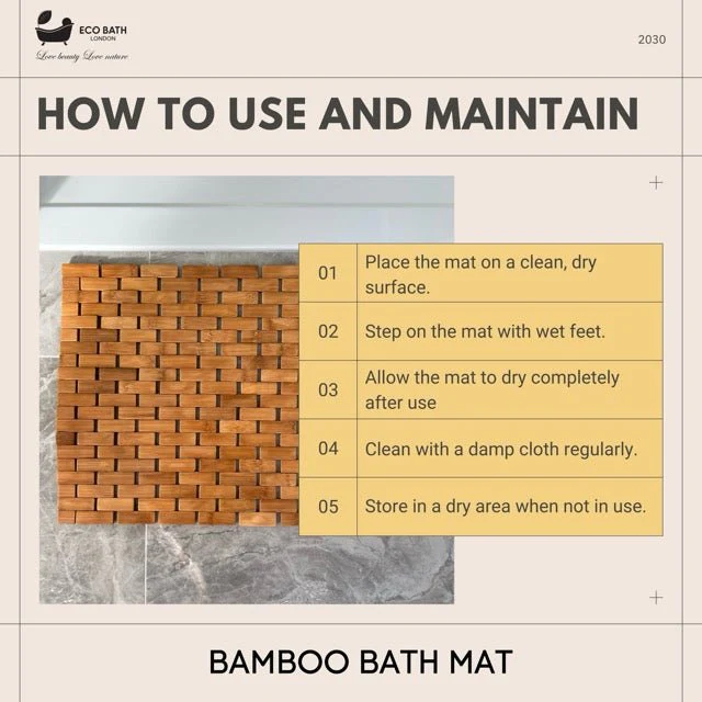 Eco Bath London Bamboo Bath Mat - Roll Up Shower Mat, Anti-Slip and Waterproof Bathroom Spa Shower Mat - Image 4