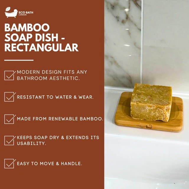Eco Bath London Bamboo Rectangle Soap Dish - Image 3