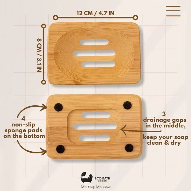 Eco Bath London Bamboo Rectangle Soap Dish - Image 6