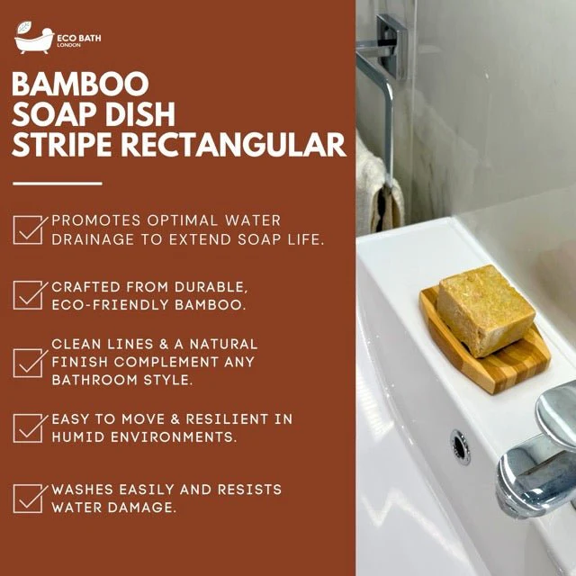 Eco Bath London Bamboo Stripes Rectangle Soap Dish - Image 3