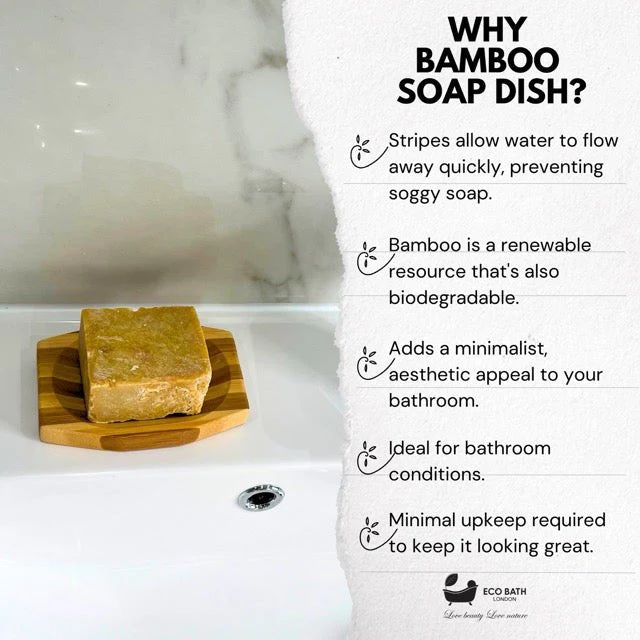 Eco Bath London Bamboo Stripes Rectangle Soap Dish - Image 4