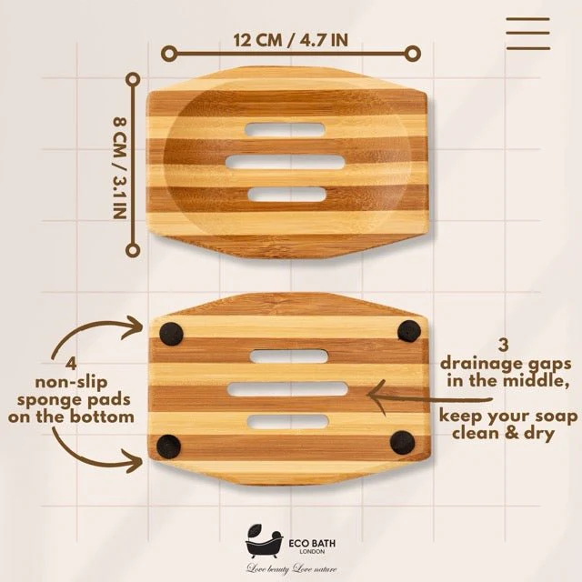 Eco Bath London Bamboo Stripes Rectangle Soap Dish - Image 6