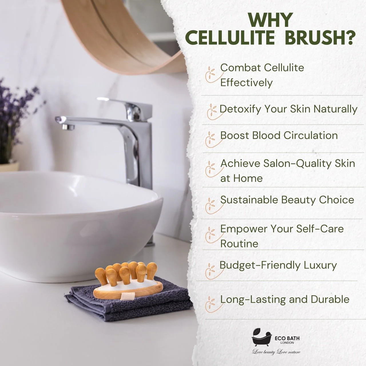 Eco Bath London Cellulite Hand Brush Grand - Cellulite Treatment Brush - Image 4