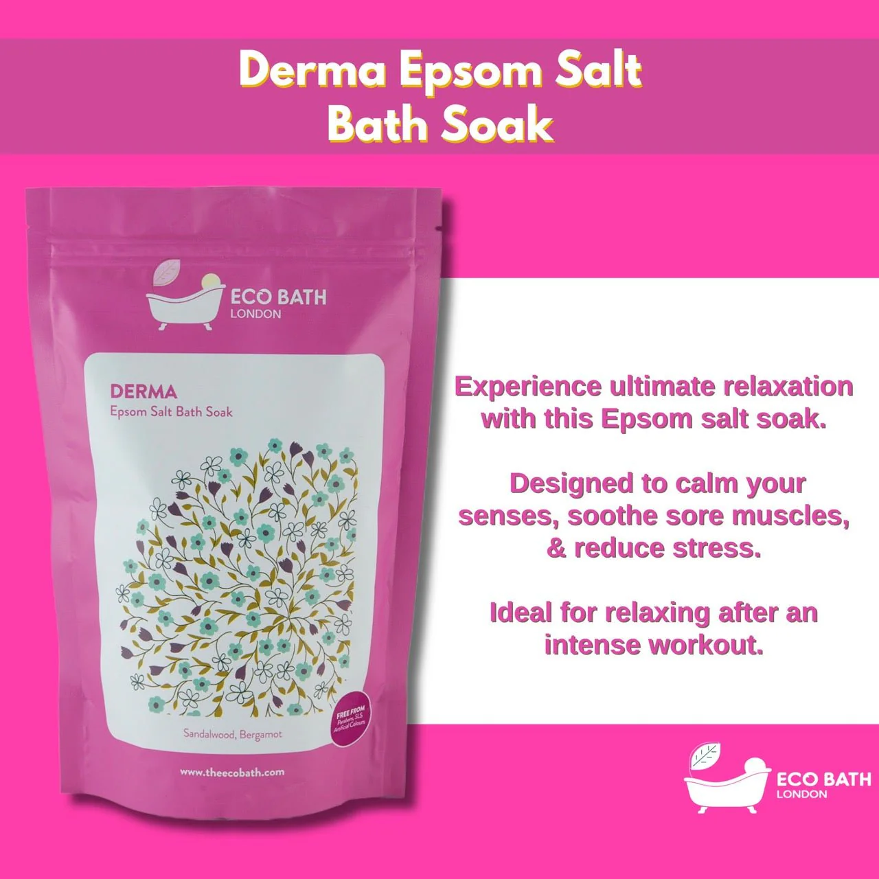 Eco Bath London Derma Epsom Salt Bath Soak - Pouch | 500g & 1000g - Image 2