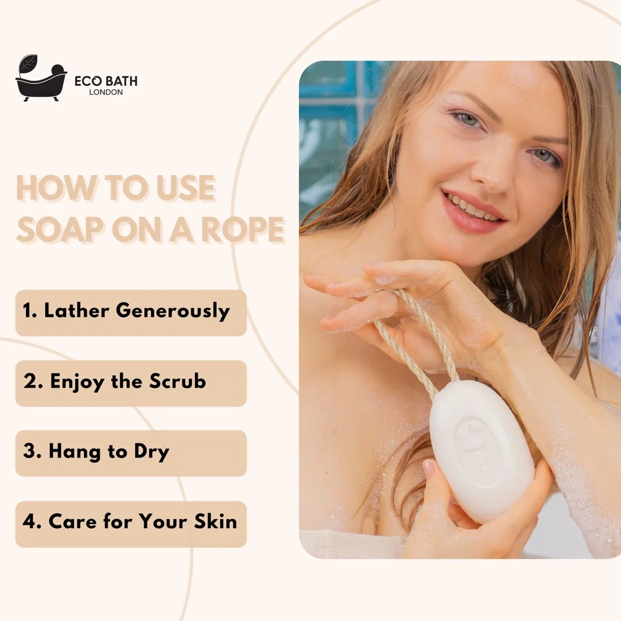 Eco Bath London Donkey’s Milk Soap on a Rope 220g - Luxurious and Eco Friendly Body Wash Bar with Shea Butter - Image 6