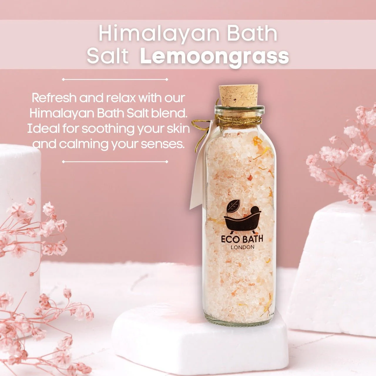 Eco Bath London Lemongrass Himalayan Bath Salt 300g - Premium Himalayan Salt Infused with Lemongrass & Calendula - Image 2