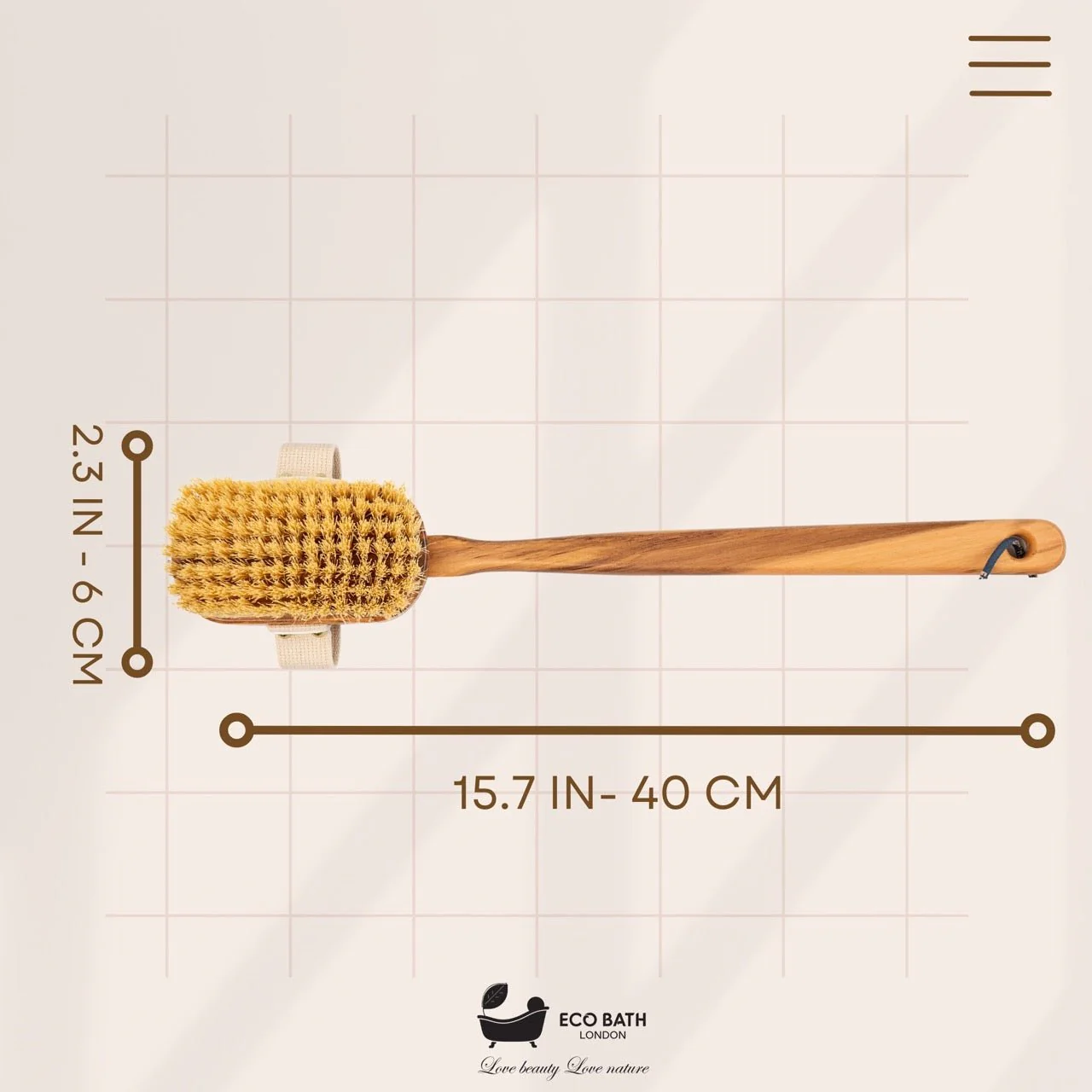 Eco Bath London Luxury Natural Sisal Olive Wood Body Brush - The Ultimate Dry Brushing Body Brush - Image 6