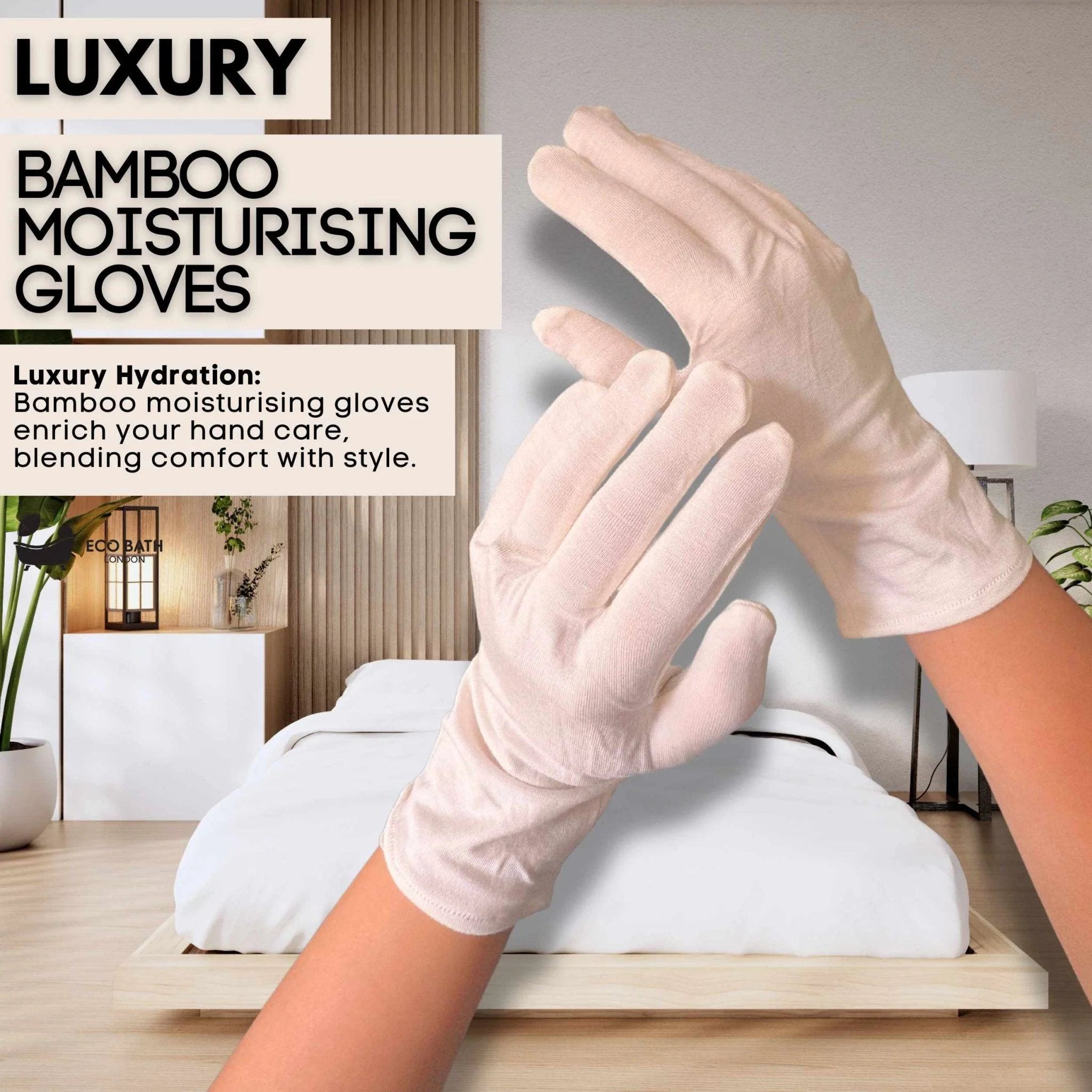 Eco Bath London Moisturising Gloves - 1 Pair, Ultra Soft Hand Gloves for Eczema & Dry Hands - Image 2