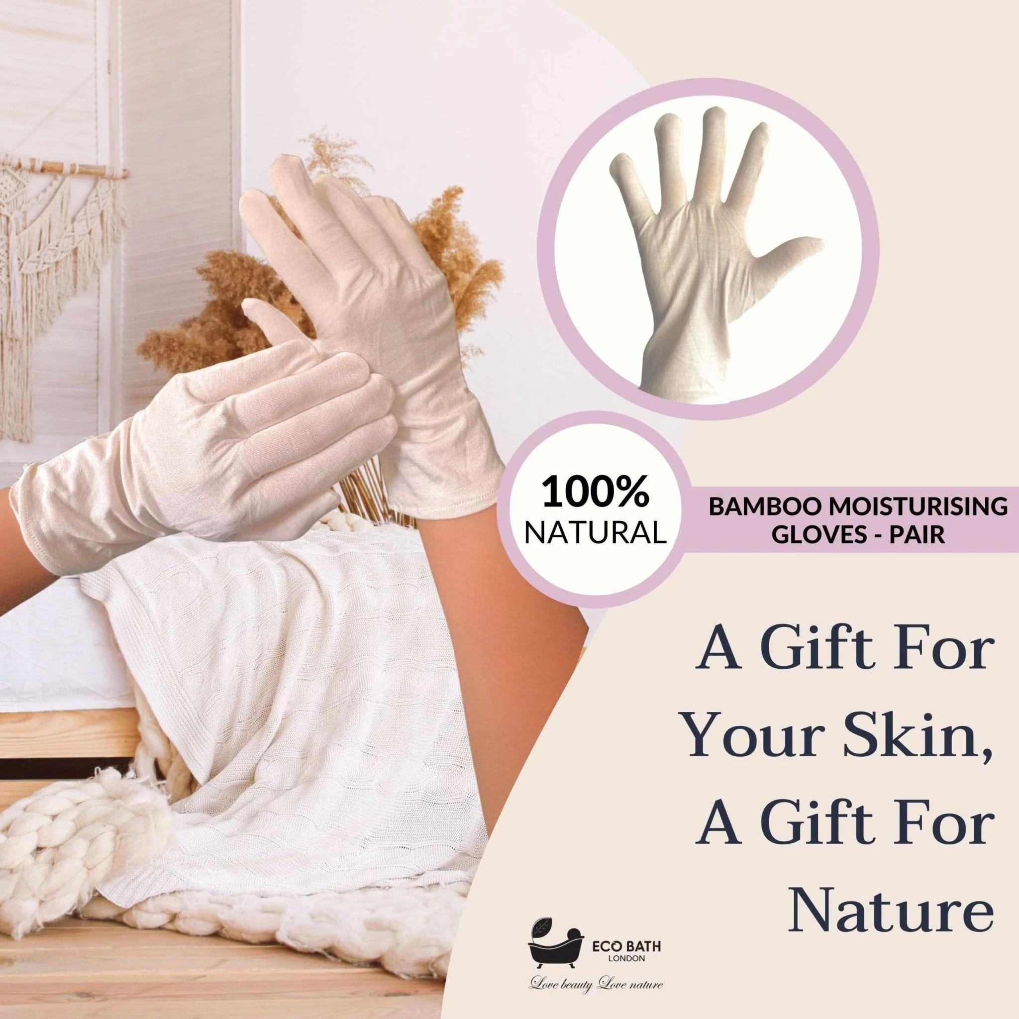 Eco Bath London Moisturising Gloves - 1 Pair, Ultra Soft Hand Gloves for Eczema & Dry Hands - Image 6