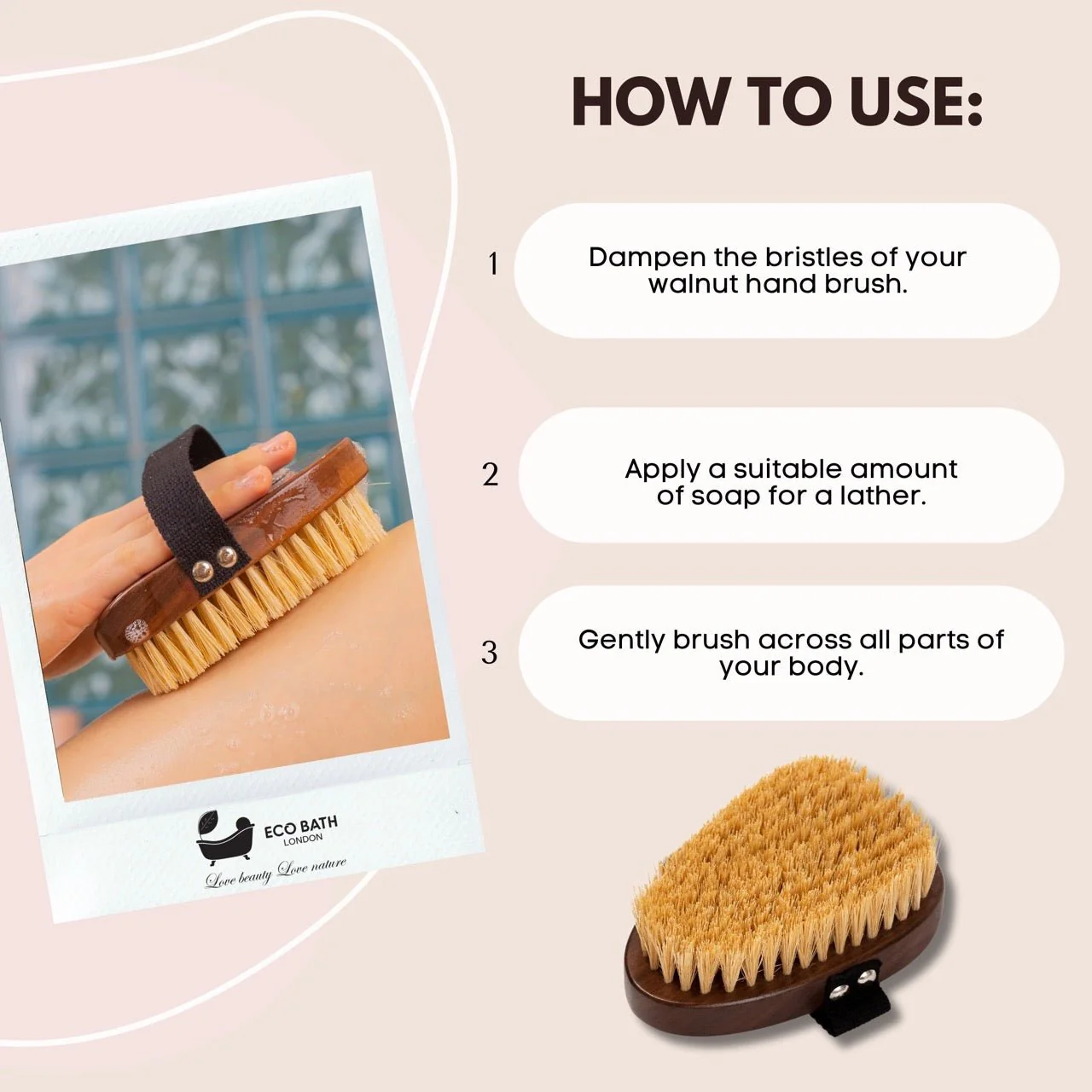 Eco Bath London Natural Sisal Walnut Hand Brush - Luxury Hand Brush for Dry Brushing - Image 5