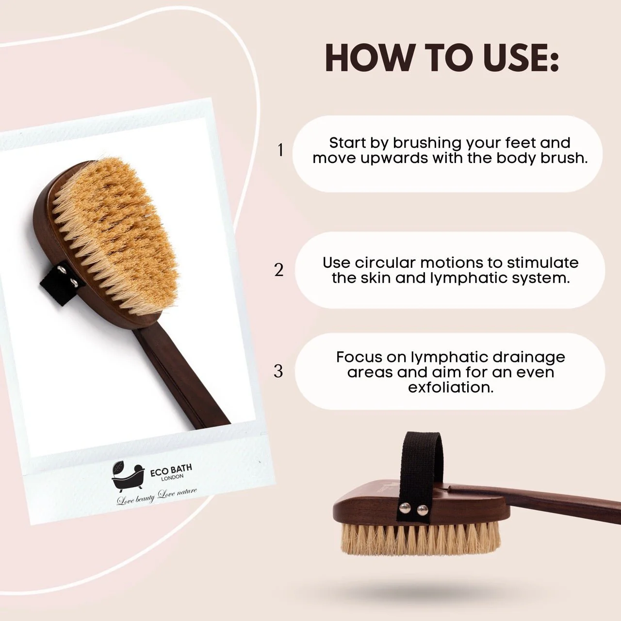 Eco Bath London Natural Sisal Walnut Wood Body Brush - Luxurious Dry Brushing Body Brush - Image 5