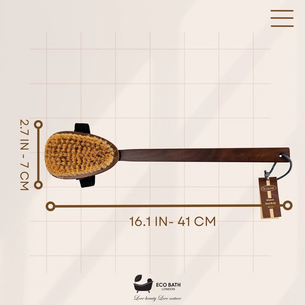 Eco Bath London Natural Sisal Walnut Wood Body Brush - Luxurious Dry Brushing Body Brush - Image 6