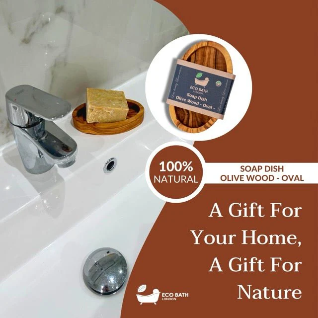 Eco Bath London Olive Wood Oval Soap Dish - Image 7