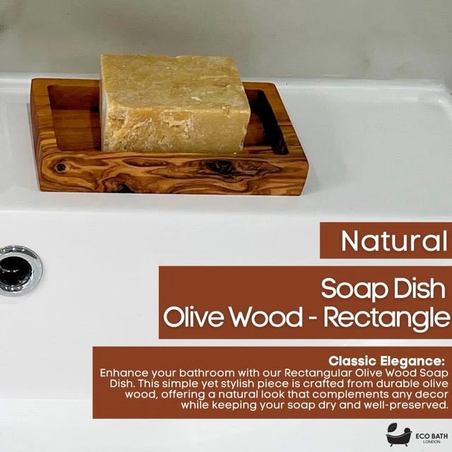 Eco Bath London Olive Wood Rectangle Soap Dish - Image 2