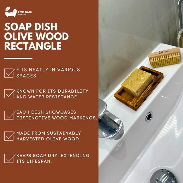 Eco Bath London Olive Wood Rectangle Soap Dish - Image 3